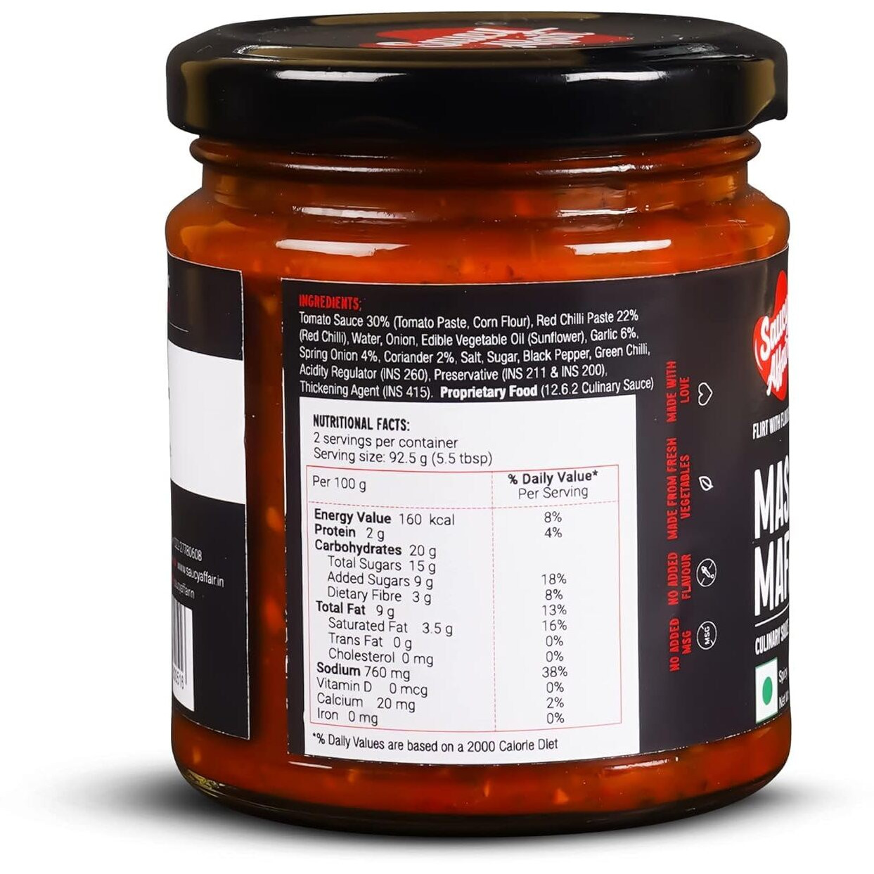 Saucy Affair Masala Mafia Sauces | Tomato chilli sauce | Red chilli sauce | Chinese sauce | Spicy sauce Ready to Eat - 180g