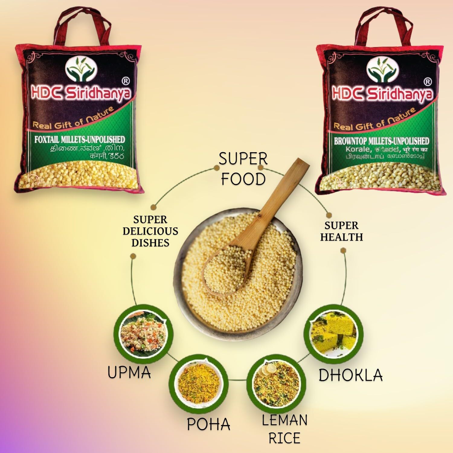 HDC Siridhanya unpolished and organic positive Little millet (Net quantity 4700g) naturally grown without chemicals and pesticides origin from Andhra Pradesh