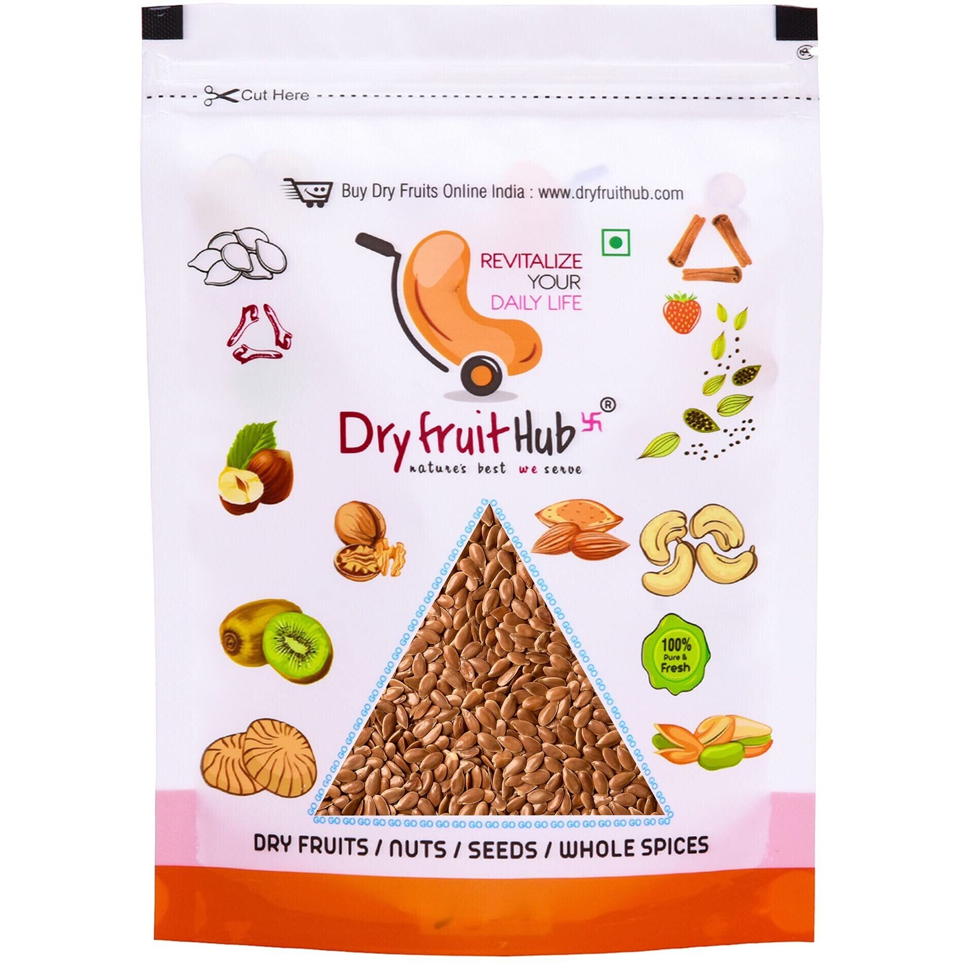 Dry Fruit Hub Flax Seeds 500gm, Flax Seeds For Weight Loss, Flax Seeds For Eating, Fibre Rich Alsi Seeds