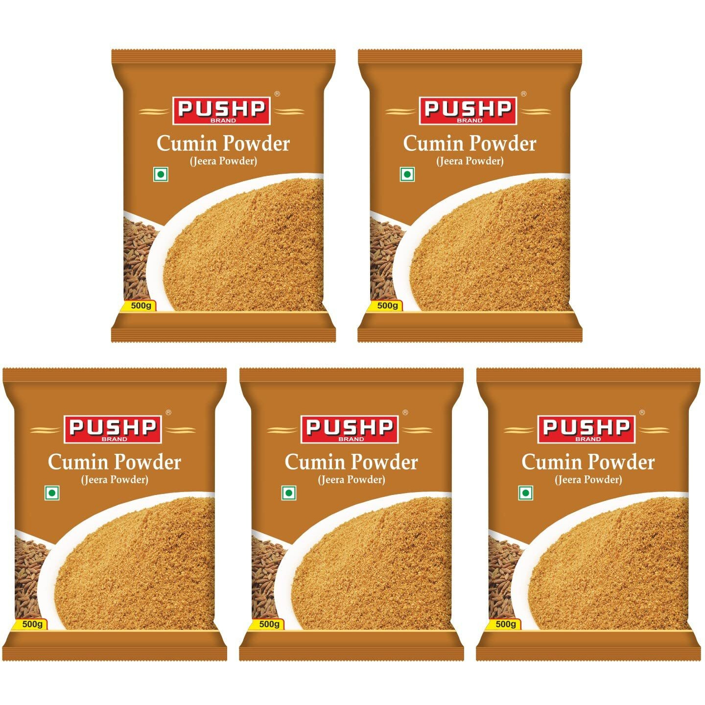 Pushp Brand Cumin/Jeera Powder Pouch (500g) (Pack of 5)
