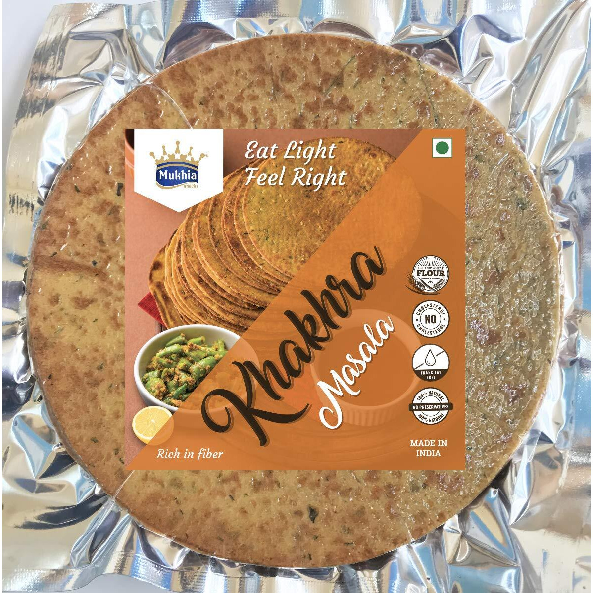 Mukhia Tasty Khakra Flavour Khakhra Healthy Snacks Crunchy- 200 GMS Each (Masala, Pack of 2) with Container