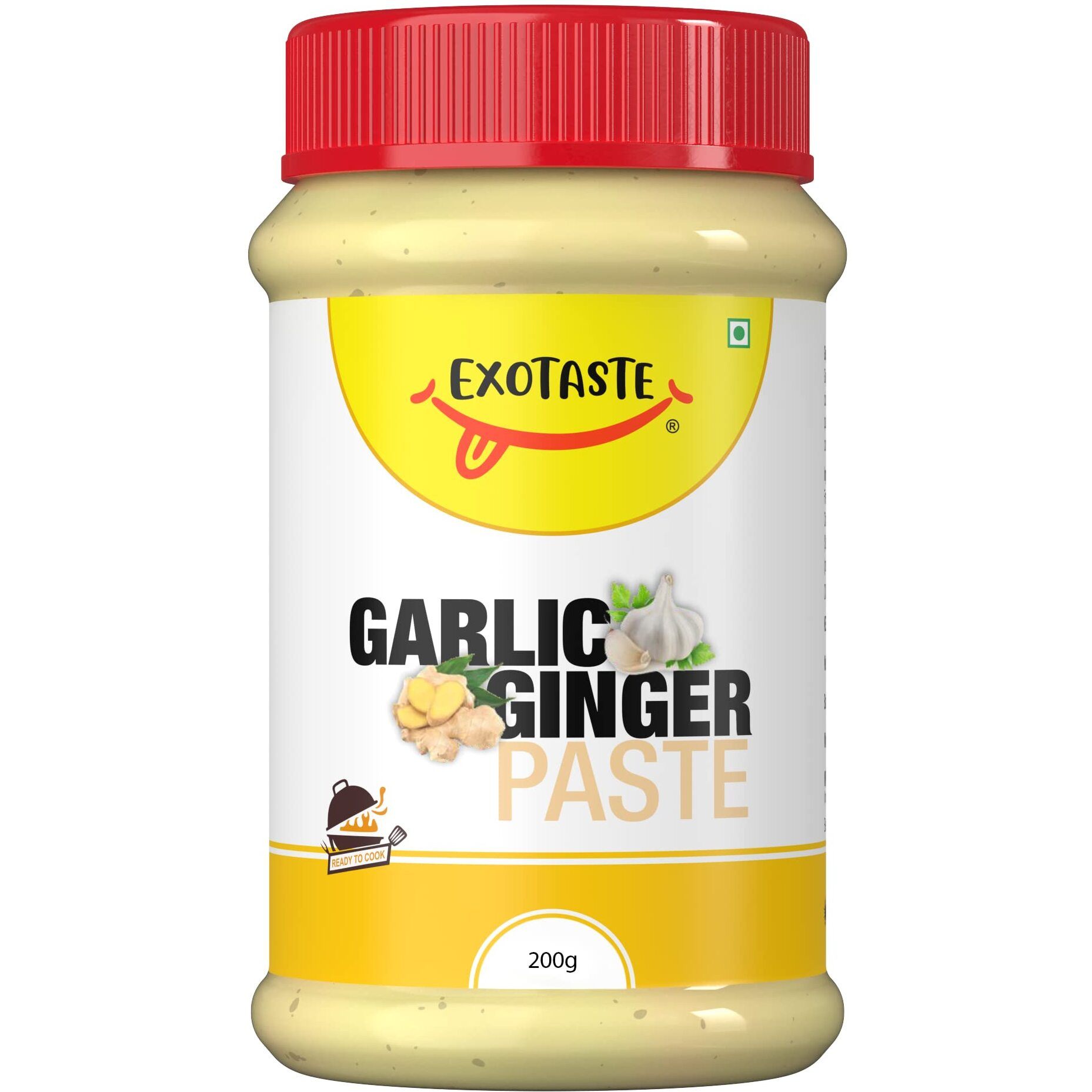 EXOTASTE Ginger Garlic Paste/Adrak Lahsun Chutneys for Cooking/Naturally Processed Fresh Ginger & Garlic Paste with No Added Preservatives (Ginger Garlic 200gm)