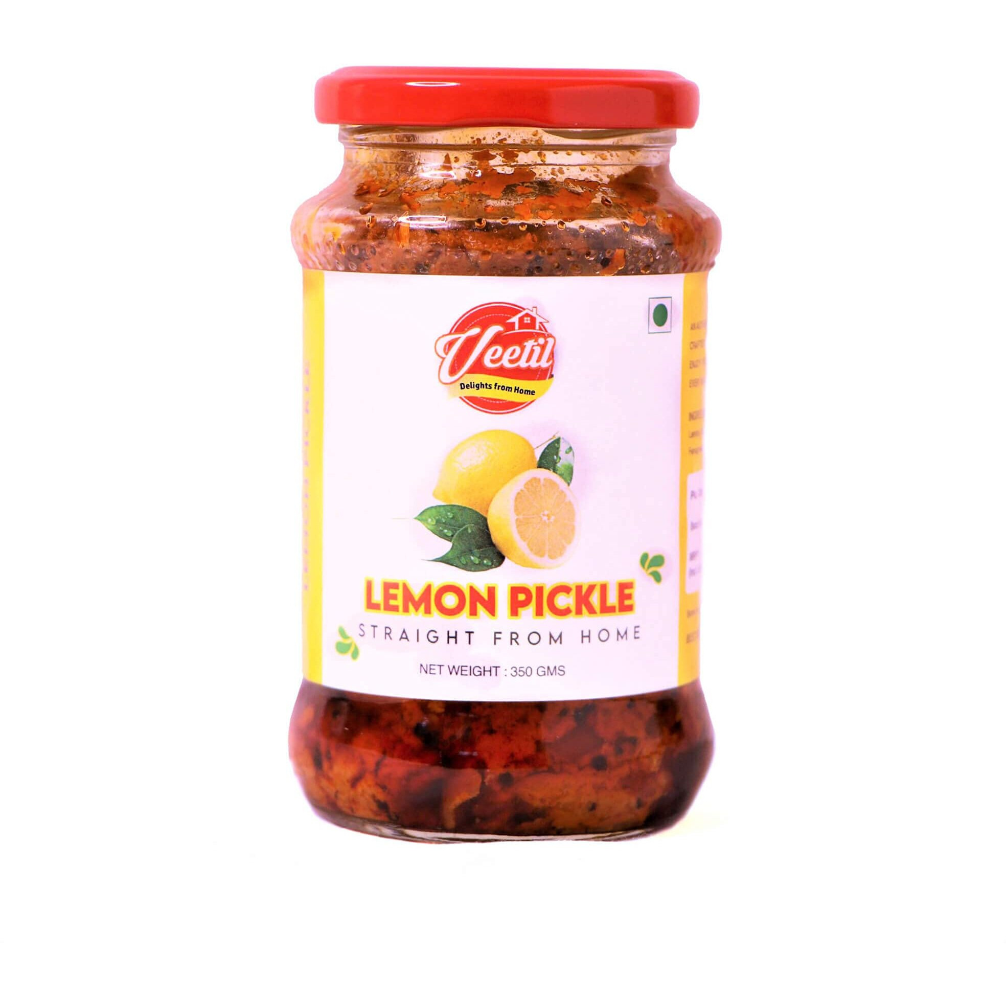 Veetil Lemon Pickle Homemade Fresh Nimbu Ka Aachar Glass Jar 350g - Mothers Recipe | Organic South Indian Pickles | Healthy Lime Pickles | Home Made Achaar