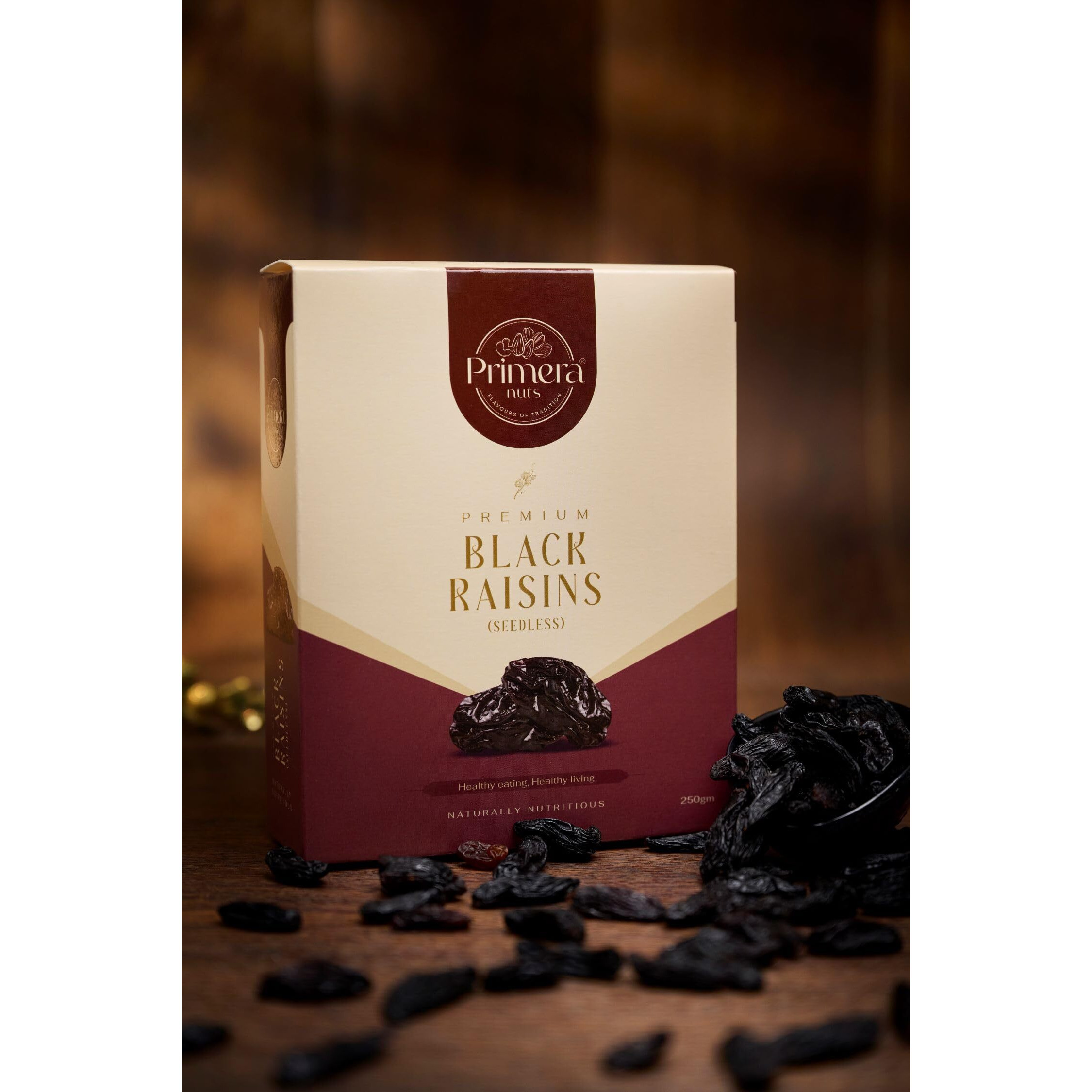PRIMERA NUTS Premium Tasty Black Raisins without Seeds (250 GM) | Jumbo Naturally Nutritious Delicious Healthy Snack (Seedlees)
