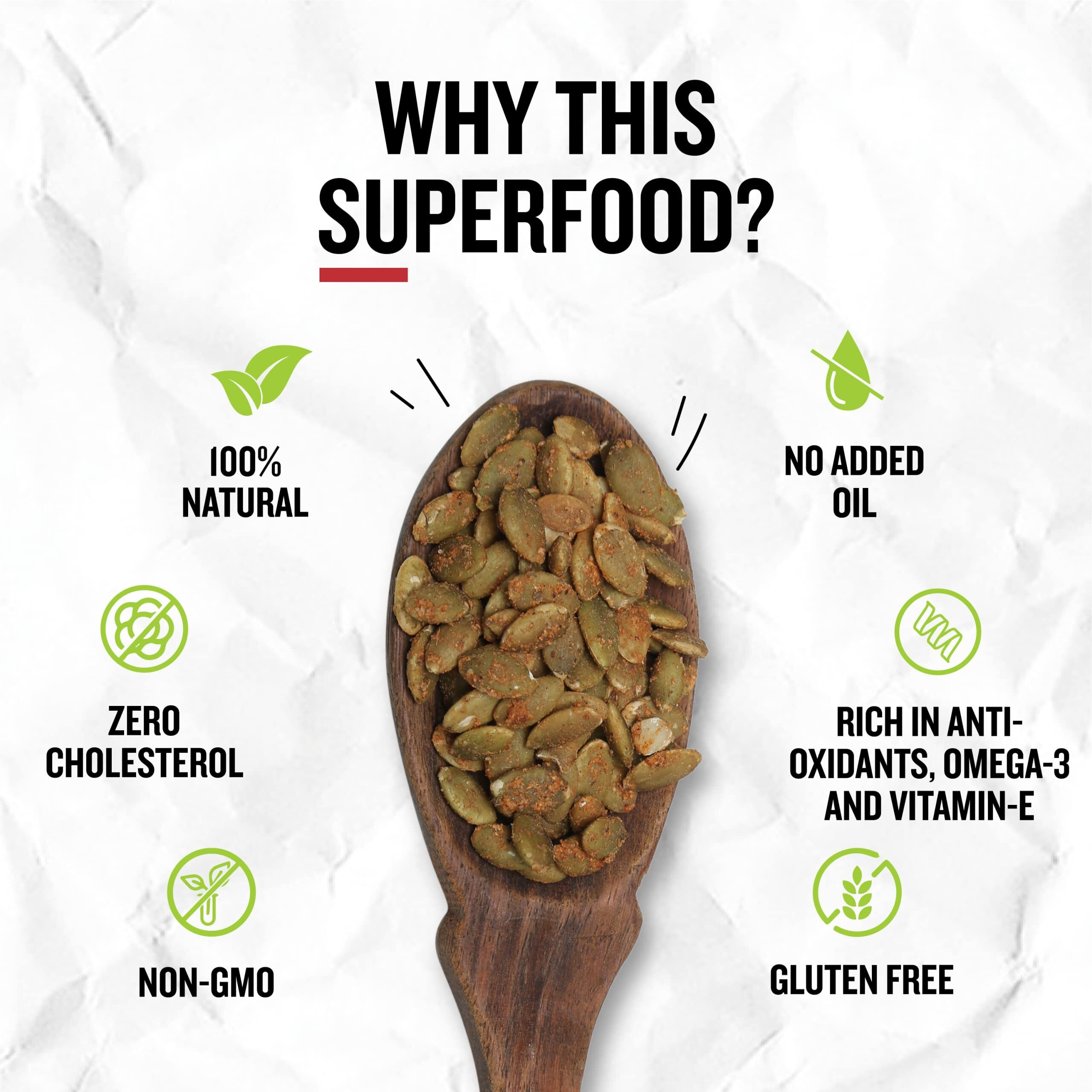 Ariga Foods Pumpkin Seeds For Weight Loss Roasted With Indian Masala Immunity Booster in Pet Jar 1kg | Rich Source of Omega 3 | Highly Nutritious Snack | Rich in Protein, Dietary Fibre, Zinc & Magnesium (2x500g each)