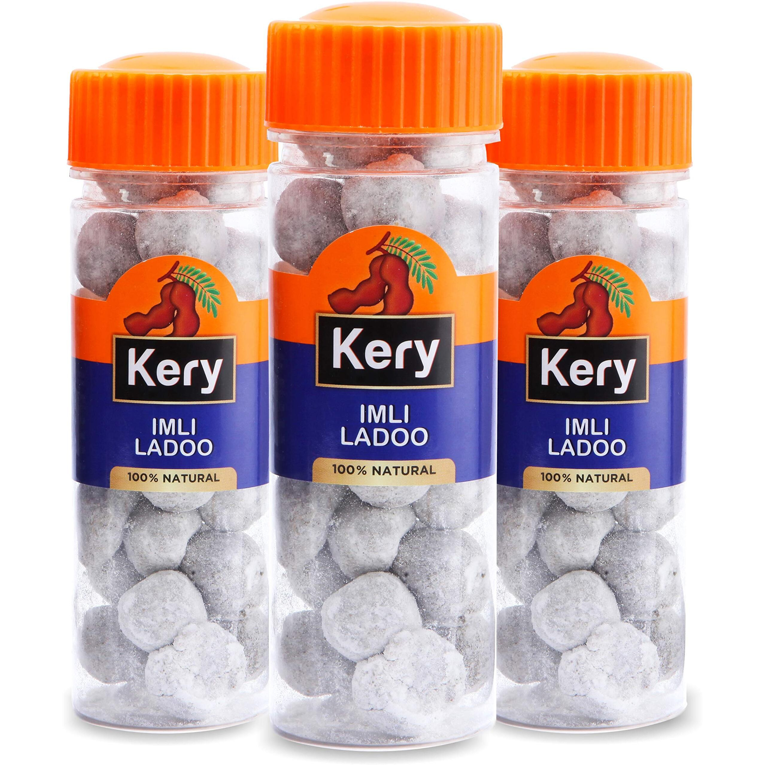 Kery Imli Ladoo Mukhwas [100% Digestive Ram Laddo Imli Pachak Mouth Freshener] 3 Bottles, 390 Gm