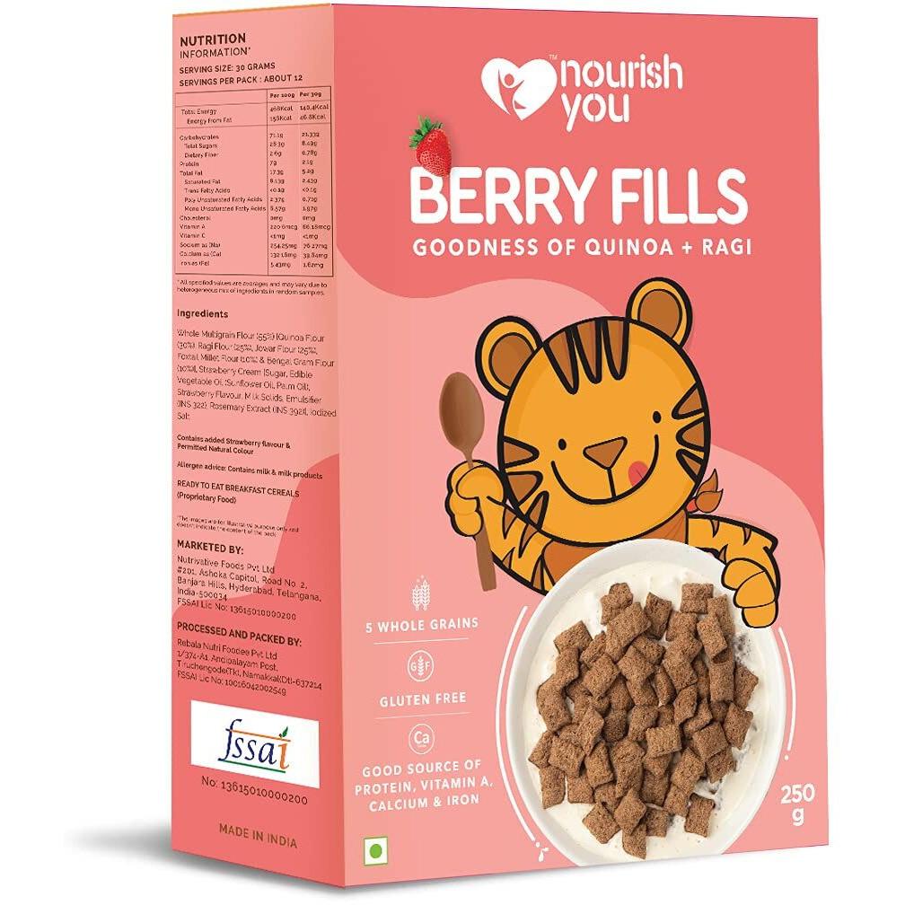 Nourish You Quinoa + Ragi Fills | Choco Fills | Berry Fills | Vanilla Fills | Rich in Fibre, Healthy Nutritious Breakfast | 250G Each