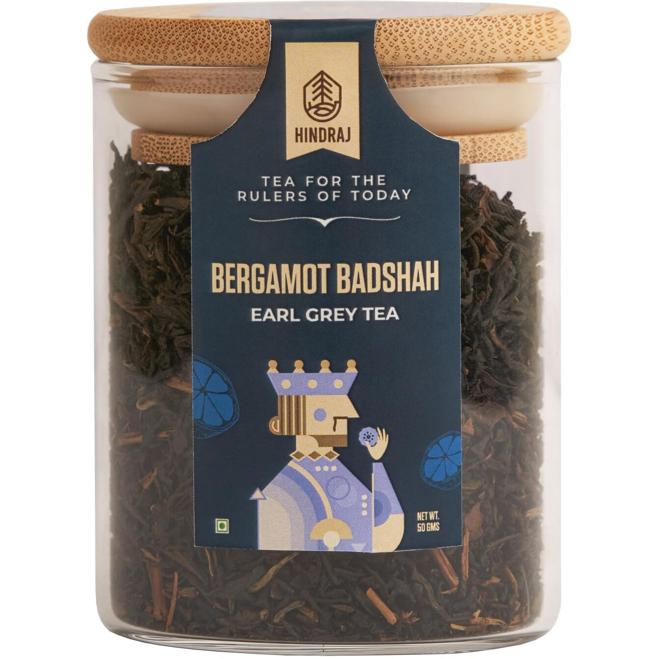 Hindraj Earl Grey Herbal Tea (Bergamot Badshah) | Loose Tea Leaves | Blended with 100% Natural Bergamot Oil | Citrusy and Refreshing | Brewed Hot or Iced Tea | No Added Sugar (50 g - Pack of 1)