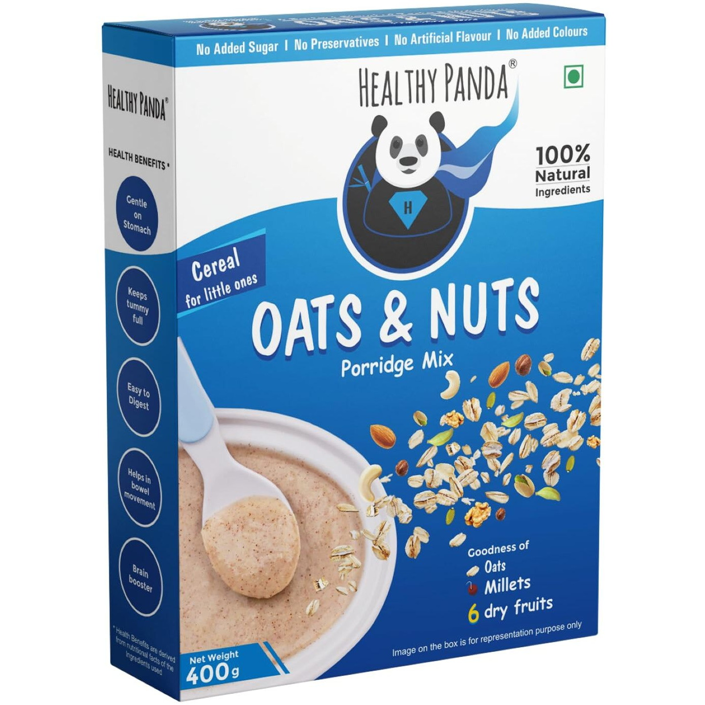 HEALTHY PANDA-400Gm-Oats & Nuts Cereal mix- Baby food - Oats for baby - Cereal for Kids - dryfruit powder - Millet powder - Kids food - Baby Porridge - Baby cereal - No Sugar
