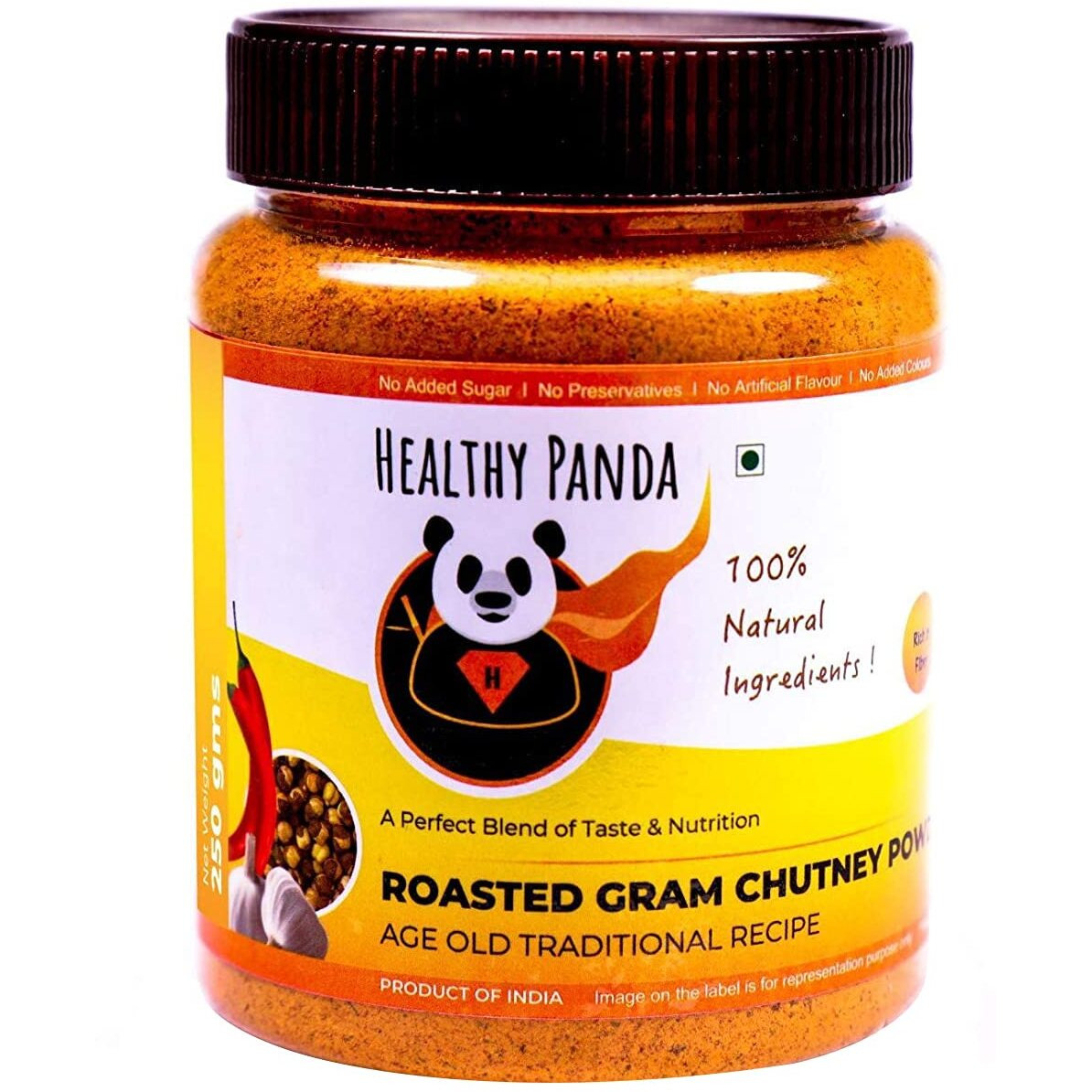 HEALTHY PANDA Roasted Bengal Gram Dal Chutney Powder / Chana Dal Chatni, Fried Gram, Dal Podi, Puthani Chatani - 250 Gram, Pack of 2 (500 Grams)