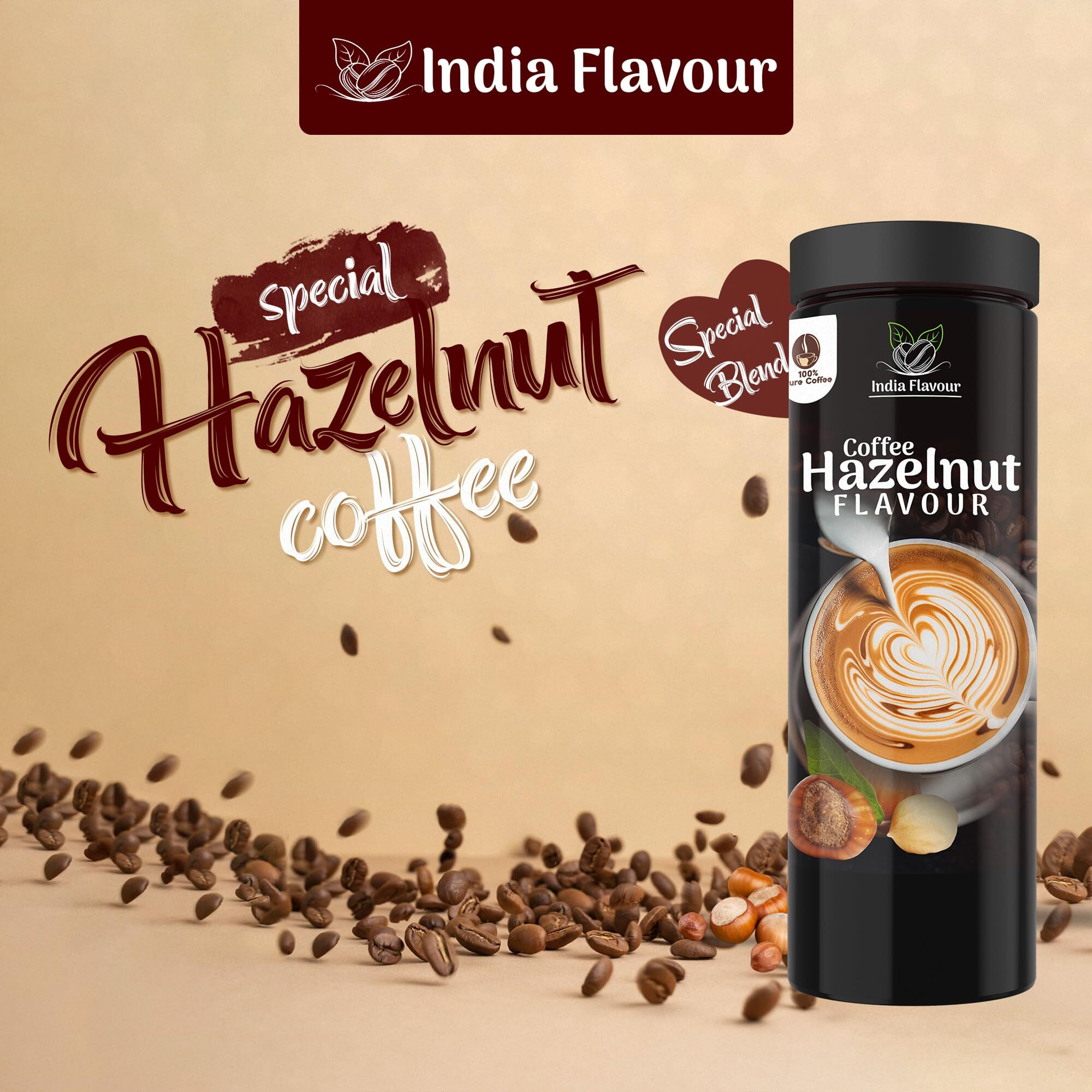 India Flavor Hazelnut Coffee | Rich Instant Coffee Powder, No Chicory | 200 gm coffee, 100 Servings