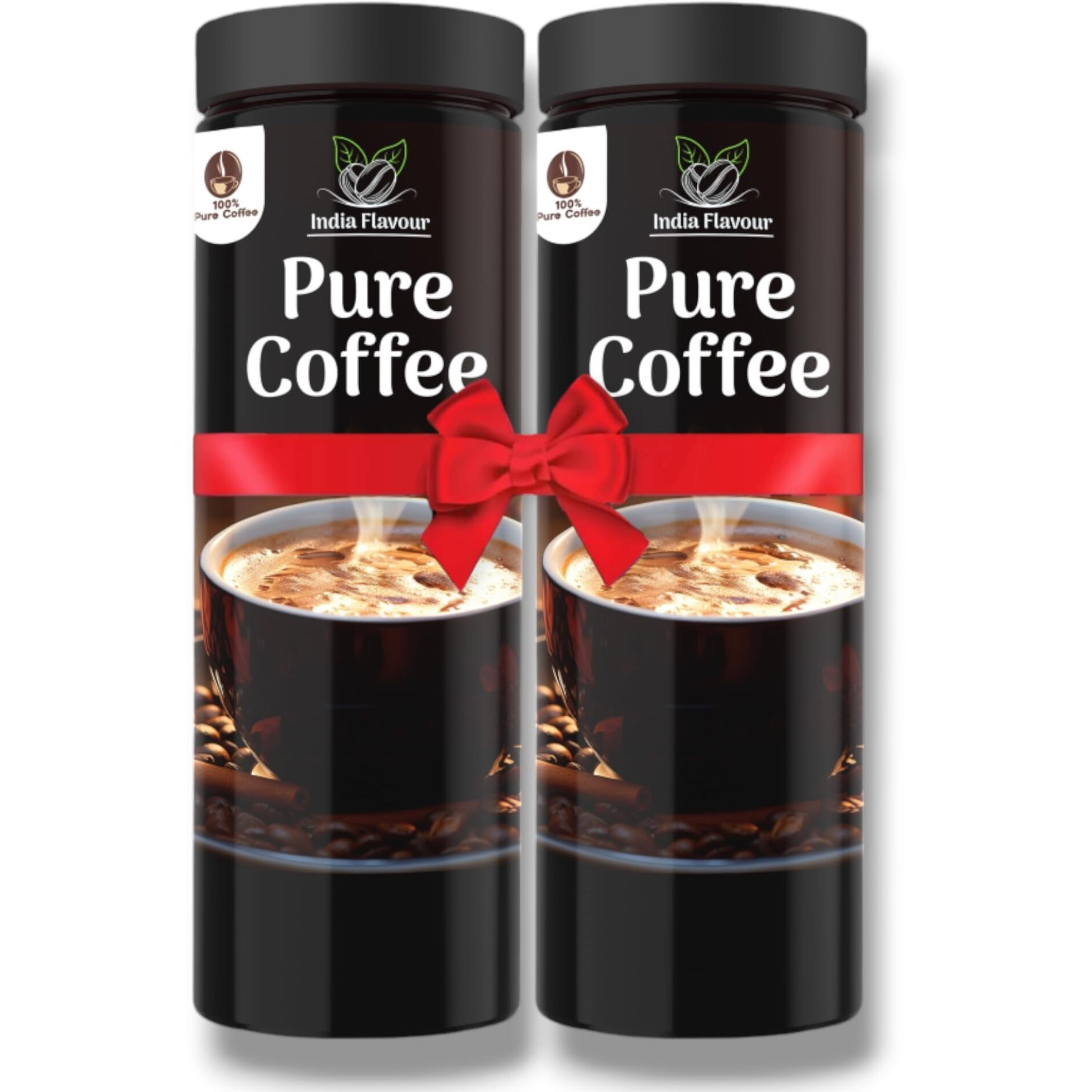 India Flavor Pure Coffee | 100% Pure Instant Coffee Powder | Energizing Coffee Blend, No Additives (100 Gram Each, Pack of 2)