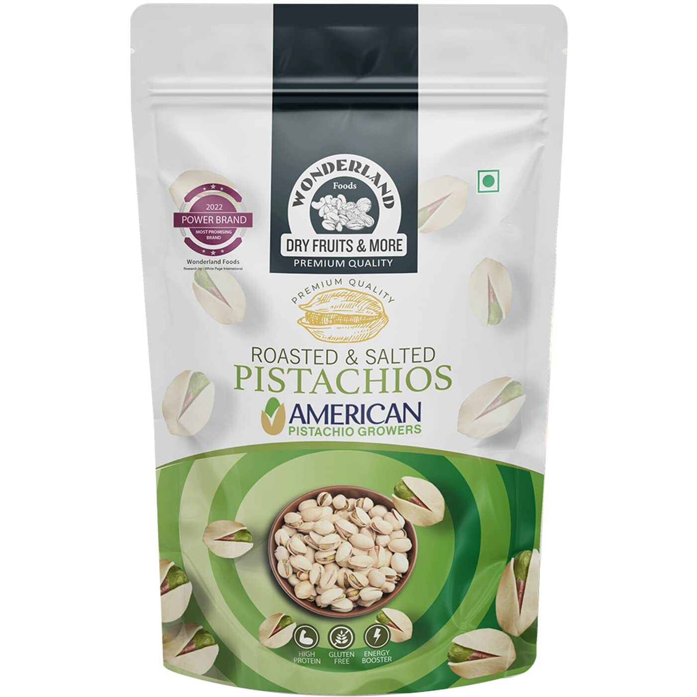 WONDERLAND FOODS Dry Fruits I American California Roasted & Salted Pistachios 18-20 Size (Pista) 200g Pouch