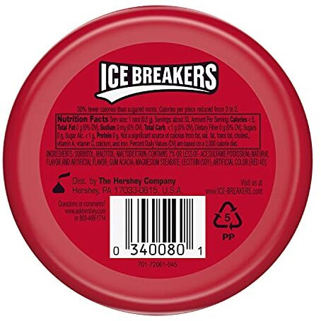 Ice Breakers Cinnamon Mints, Natural and Artificial Flavor, 42 g