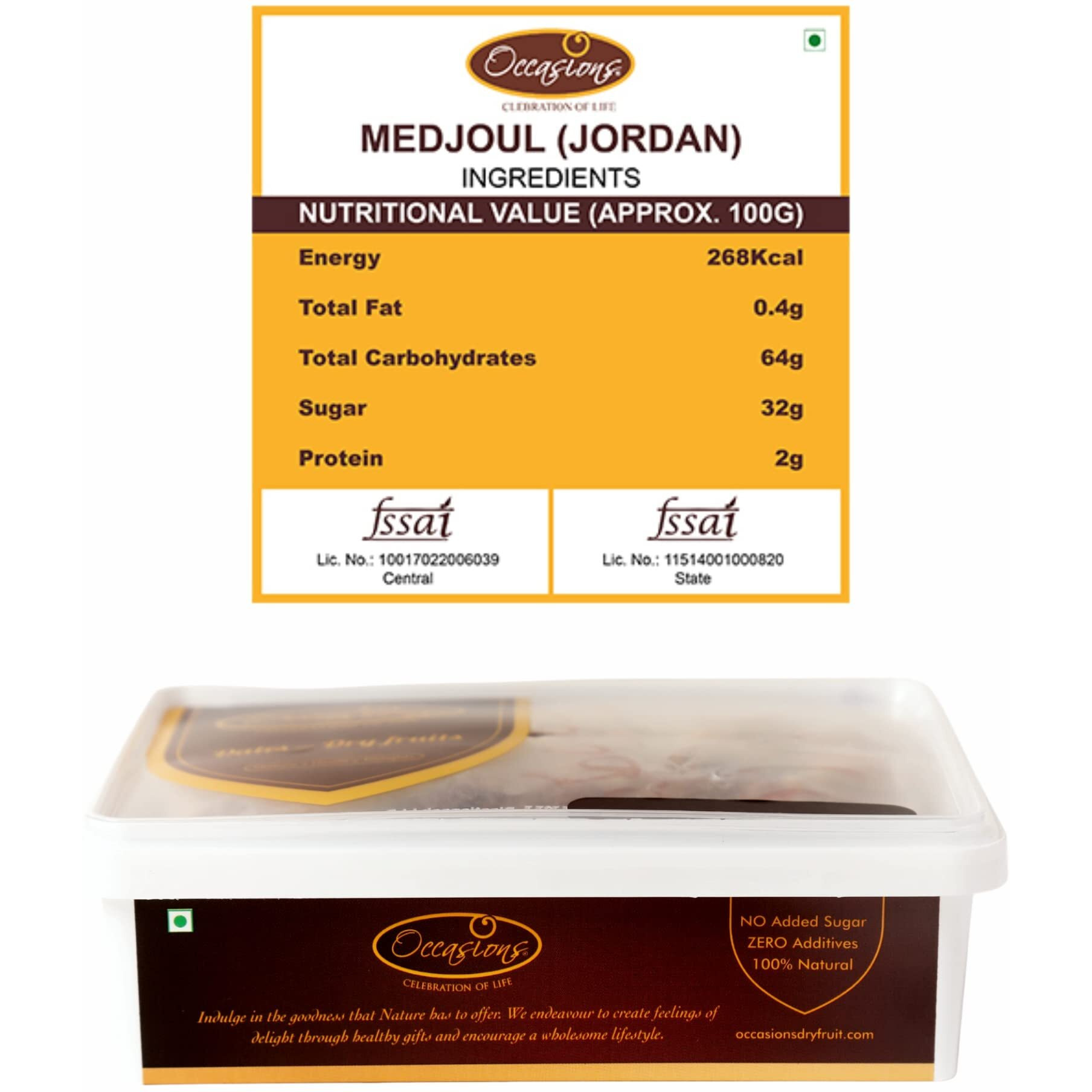 Occasions Gourmet Medjoul Dates (Jumbo Khajoor) Dry Fruits, 1Kg (Snacks Rich In Dietary Fibre)
