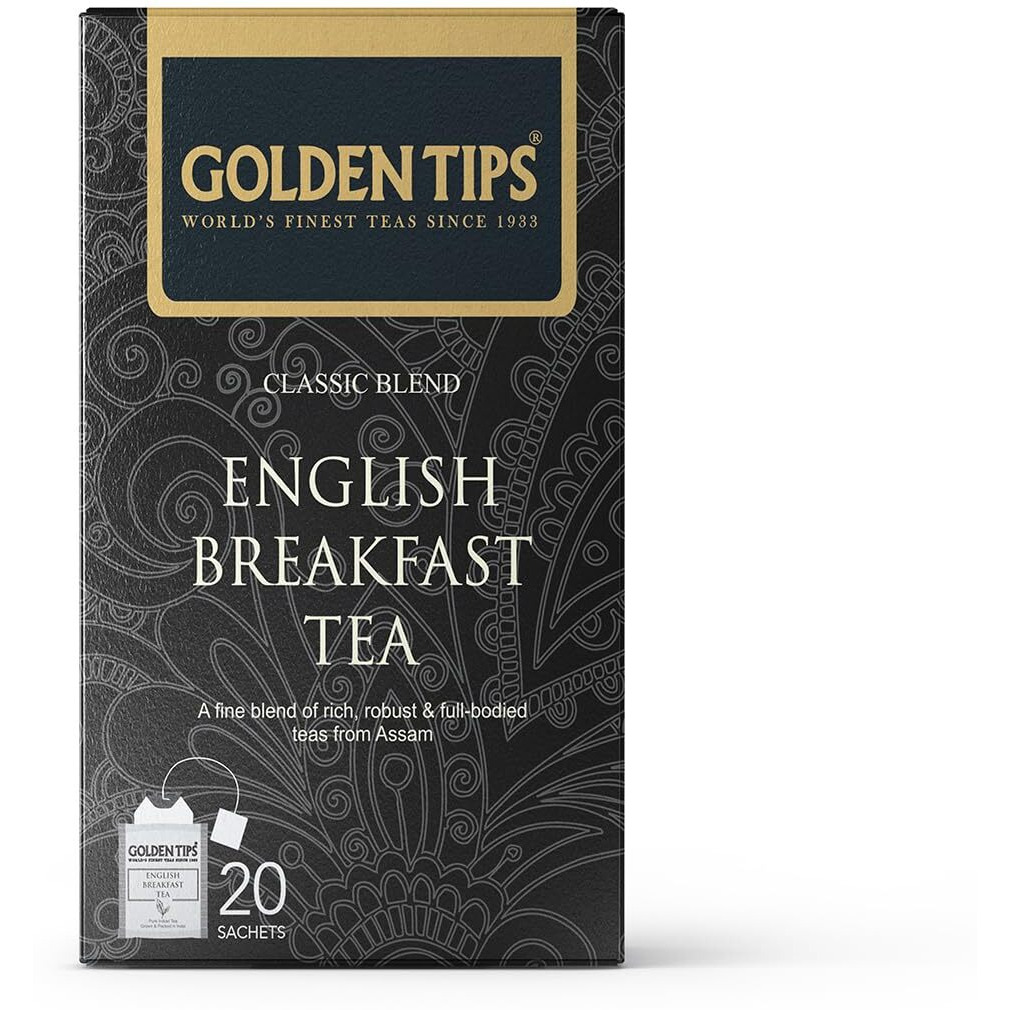Golden Tips Classic Blend English Breakfast Tea Bags | 20 Tea Bags | 40 Grams