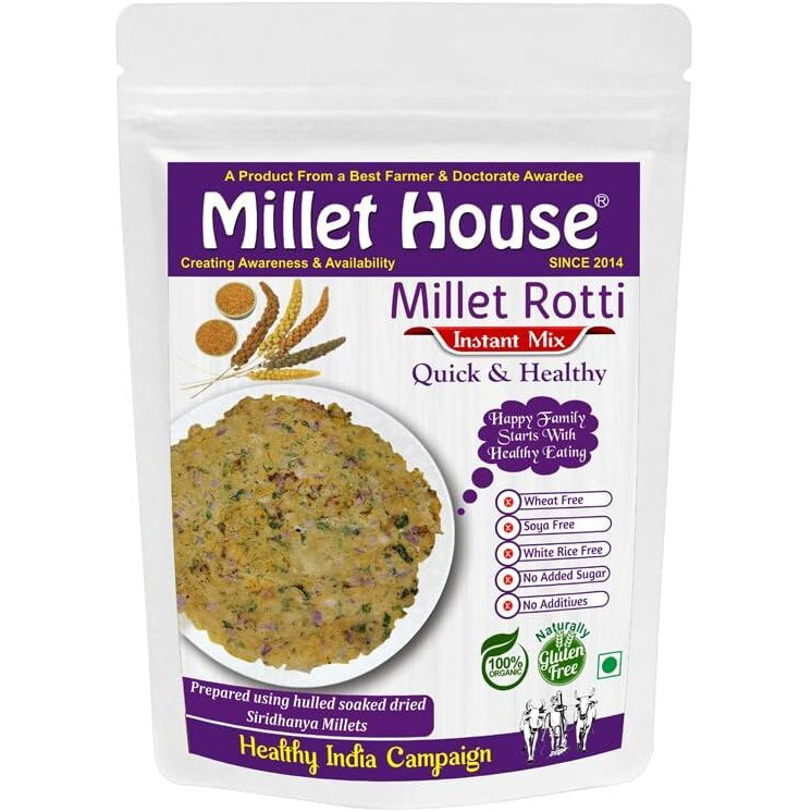 Millet House Instant Millets Rotti Mix | 100% Organic Natural Healthy Siridhanya Millets Rotti Instant Mix | Ready to Use millet roti atta (Pack of 1, 400 Grams)