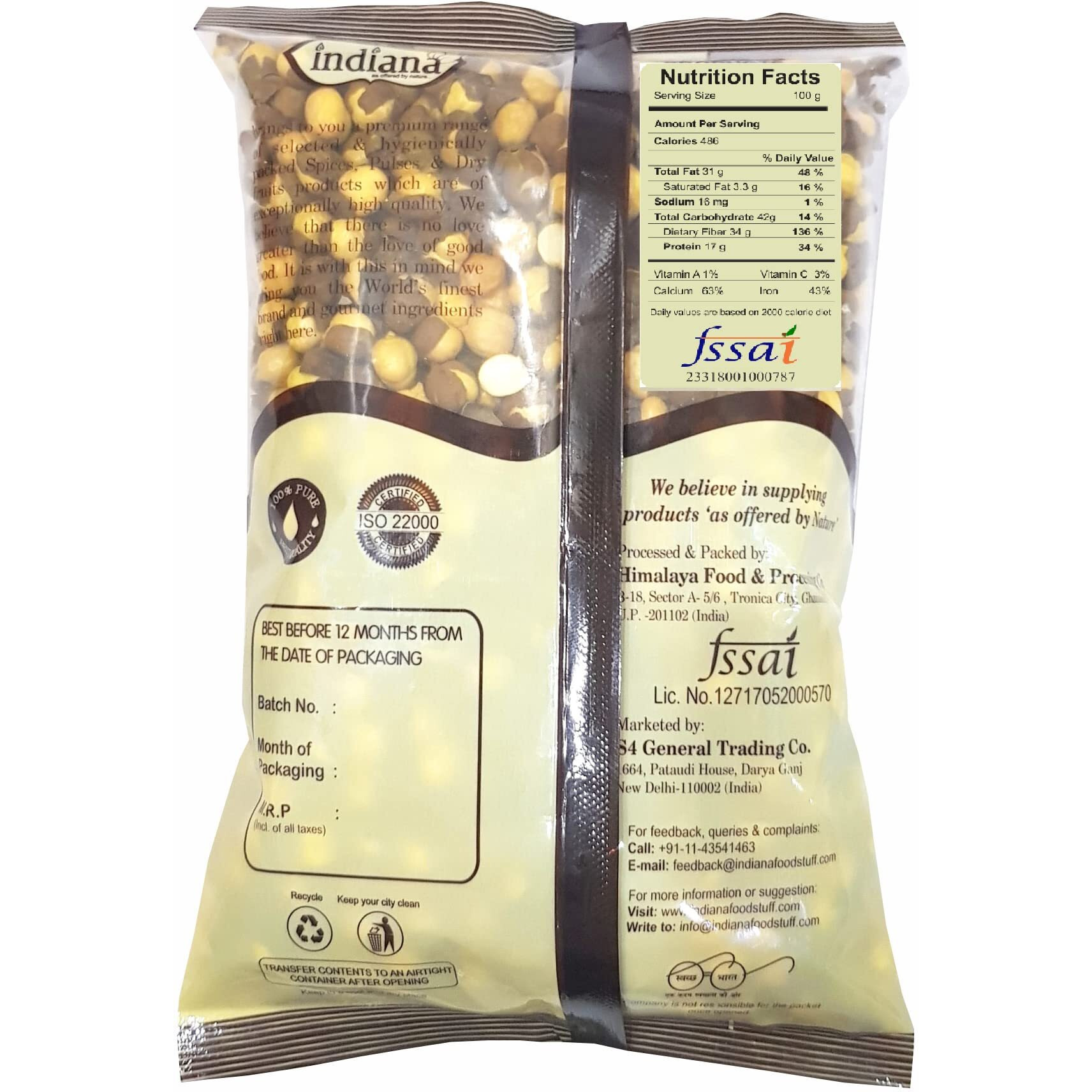Indiana Roasted Chana (800gm)