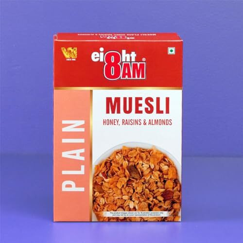 8AM Muesli Honey, Raisins & Almonds, Tasty, Nutritious and Healthy Snacks, Include Whole Grains and Seeds, 425 gm Set of 2