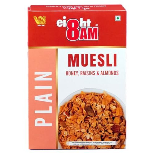 8AM Muesli Honey, Raisins & Almonds, Tasty, Nutritious and Healthy Snacks, Include Whole Grains and Seeds, 425 gm Set of 2