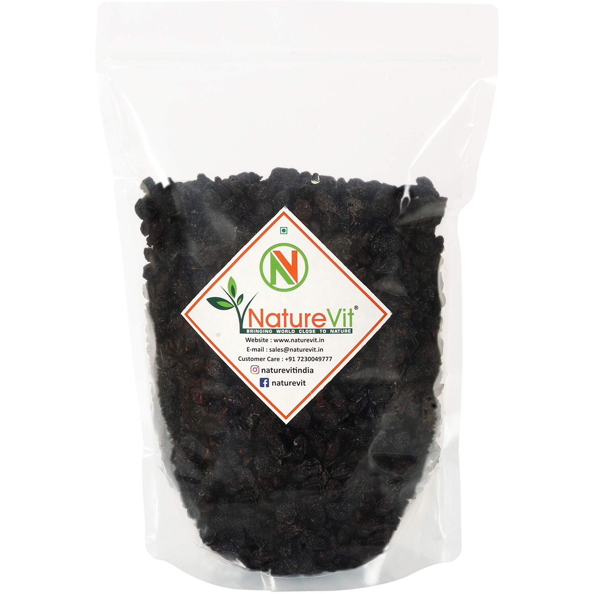 NatureVit Seedless Black Raisins, 2 Kg [1 Kg x 2 Packets] [Kishmish]