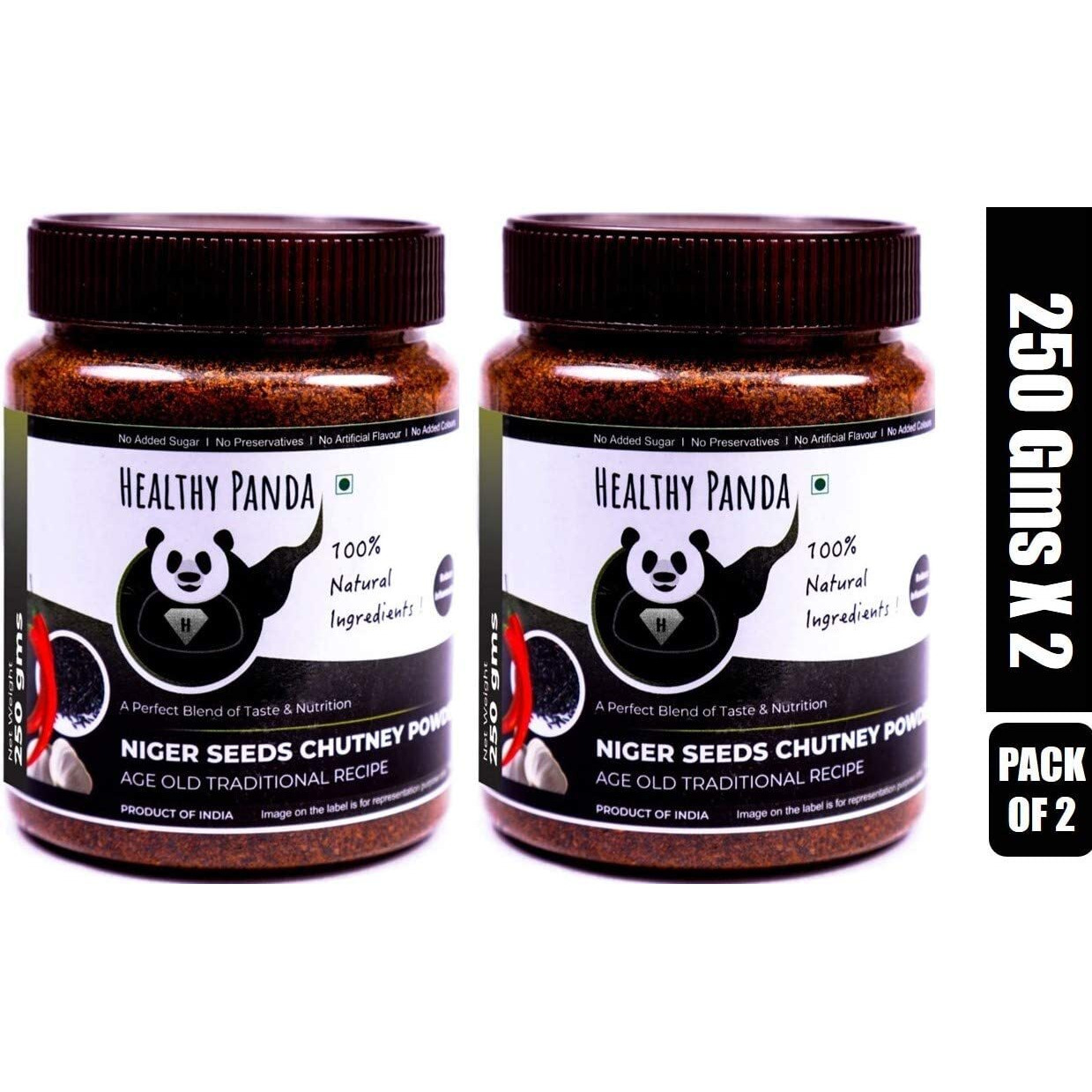 HEALTHY PANDA Niger Seed Chutney Powder Gurellu Chutney, Karale / Karala Chutney (100% Natural & Healthy) - 250 Gram, Pack of 2 (500 Grams)