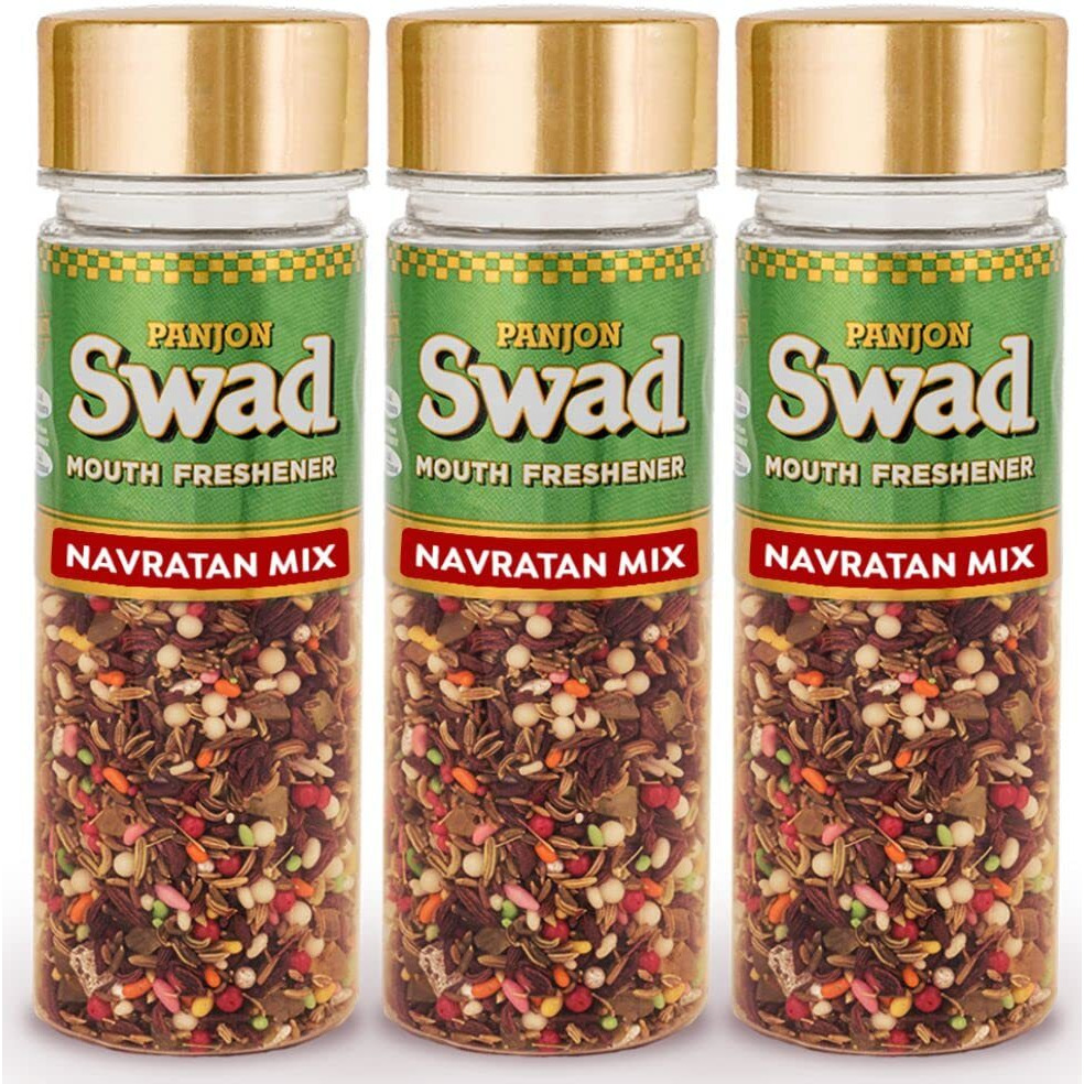 Panjon Swad Navratan Mix Mukhwas (Pack Of 3 X 140 Grams) | Digestive Mouth Freshener | Hygienically Packed Traditional Pachak | Tasty Mouthfresheners | After-Meal Snack | Dry Mukhwas.