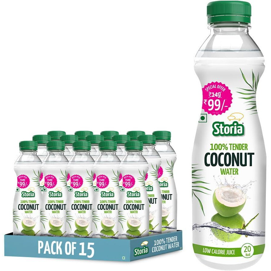 Storia 100% Tender Coconut Water, No Added Sugar, No Added Flavours - 750ml PET (Pack of 15)