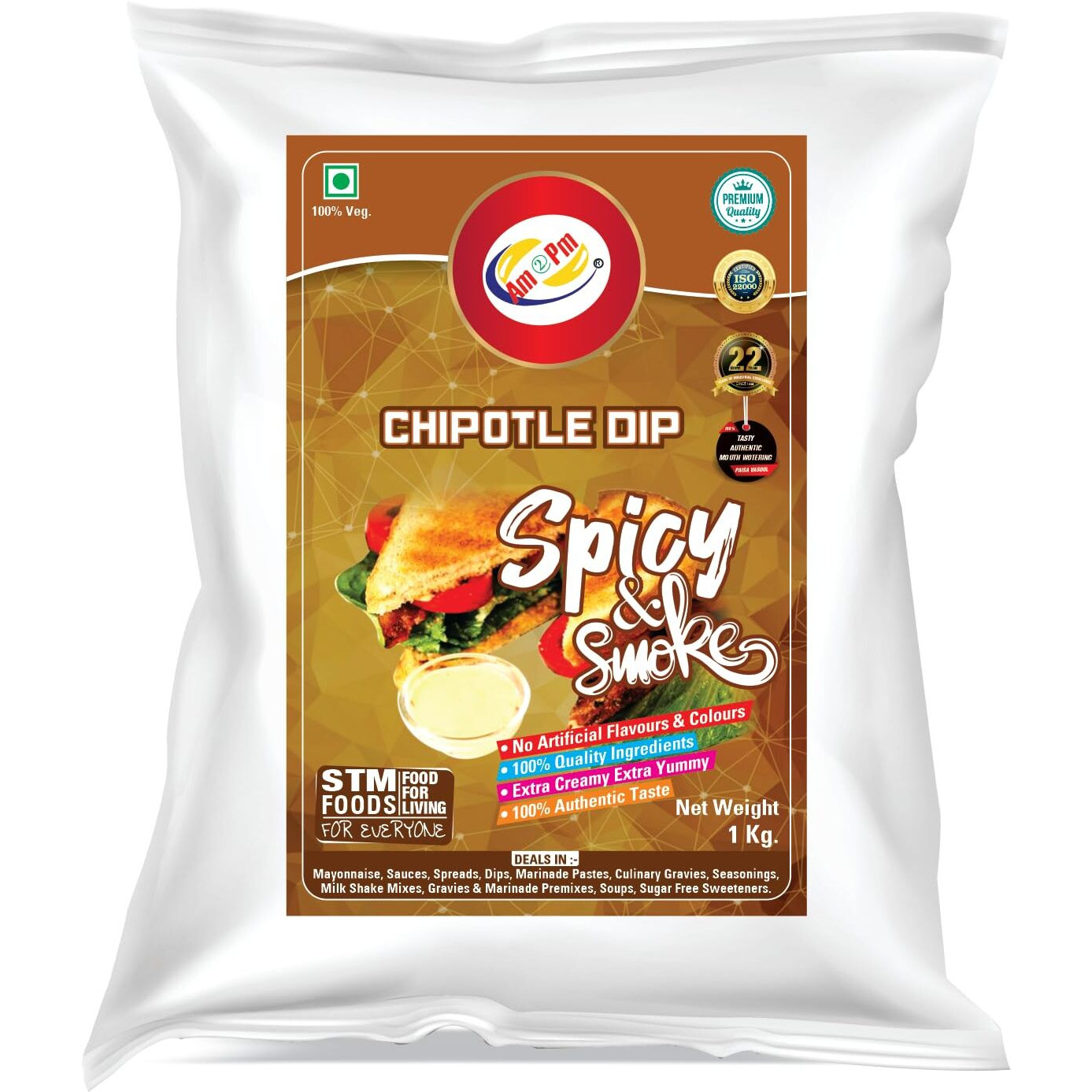 Am 2 Pm - Chipotle Dip Multipurpose Creamy Sauce For Burgers, Sandwiches,Wraps & Rolls Hot Dog Momos - 1Kg