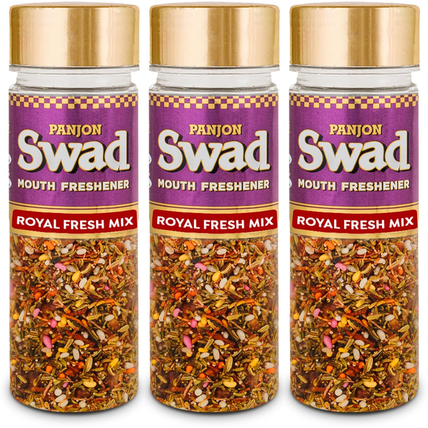 Panjon Swad Royal Fresh Mix Mukhwas (Pack Of 3 X 120 Grams) | Digestive Mouth Freshener | Hygienically Packed Traditional Pachak | Tasty Mouthfresheners | After-Meal Snack | Dry Mukhwas