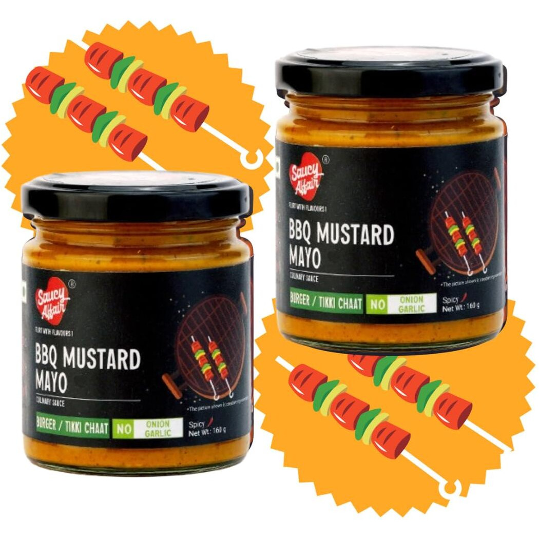 Saucy Affair NONG Barbeque sauce | Tandoori sauce | Bbq sauce | Barbecue sauce | Sauce Combo | Spicy Smokey Chicken Grill & Paneer BBQ Mustard Mayo, Ready to Eat - 160g- NONG, (Set - 2)