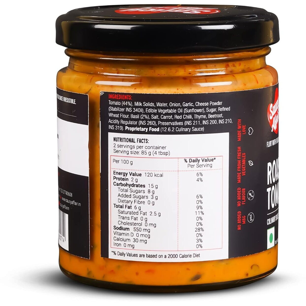 Saucy Affair Roasted Basil Tomato Sauce | Tomato Sauce In Fresh | Tomato Ketchup | Pizza Pasta Sauce, Ready To Eat - 170Gm