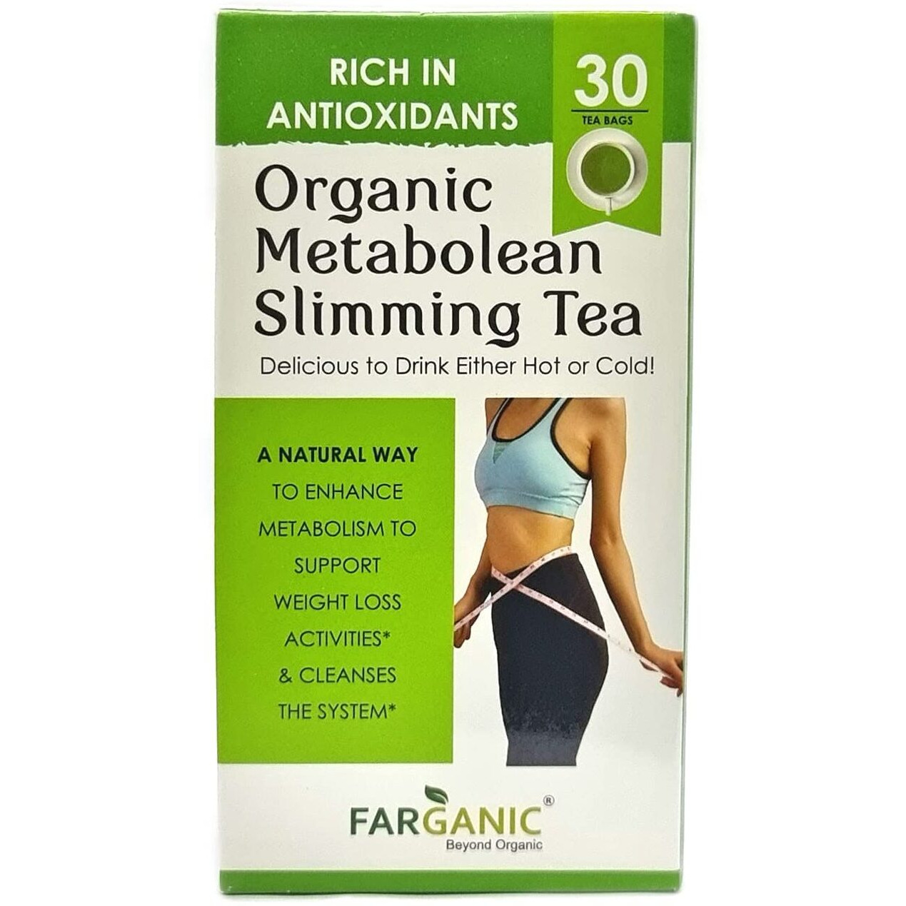 Farganic Organic Metabolean / Metalean Slimming Green Tea for Weight Loss Fast. Rich in Antioxidants, Improves Metabolism, Boost Immunity and Detox Body 30 Tea Bags (Pack of 2)