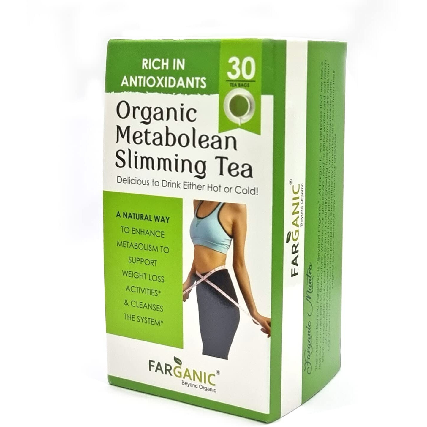 Farganic Organic Metabolean / Metalean Slimming Green Tea for Weight Loss Fast. Rich in Antioxidants, Improves Metabolism, Boost Immunity and Detox Body 30 Tea Bags (Pack of 2)