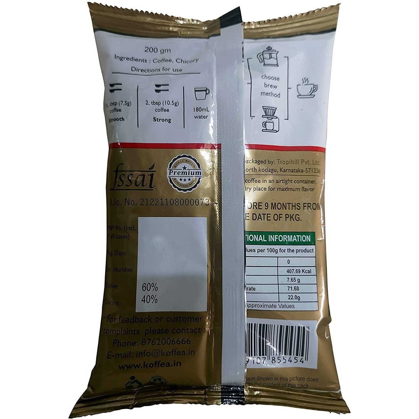 Koffea Prasidh | Strong Filter Coffee Powder, (Prasidh) Famous-Authentic South Indian Filter Coffee With Blend Of 60% Coffee And 40% Chicory, High In Aroma And Flavour | Coorg Coffee | Strong In Flavour (200G X 5  1Kg )
