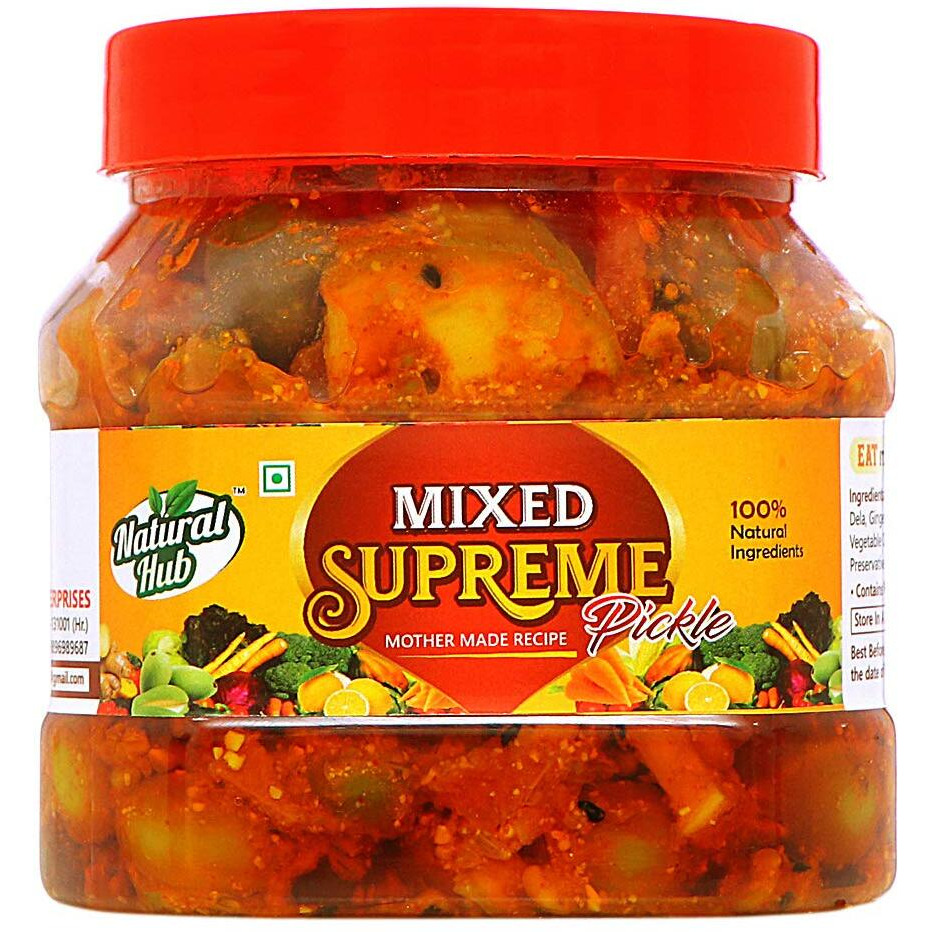 Natural Hub Pachranga Mix Pickle Home Made,Herbal Masala Organic Super Mixed Pickle (500grm)