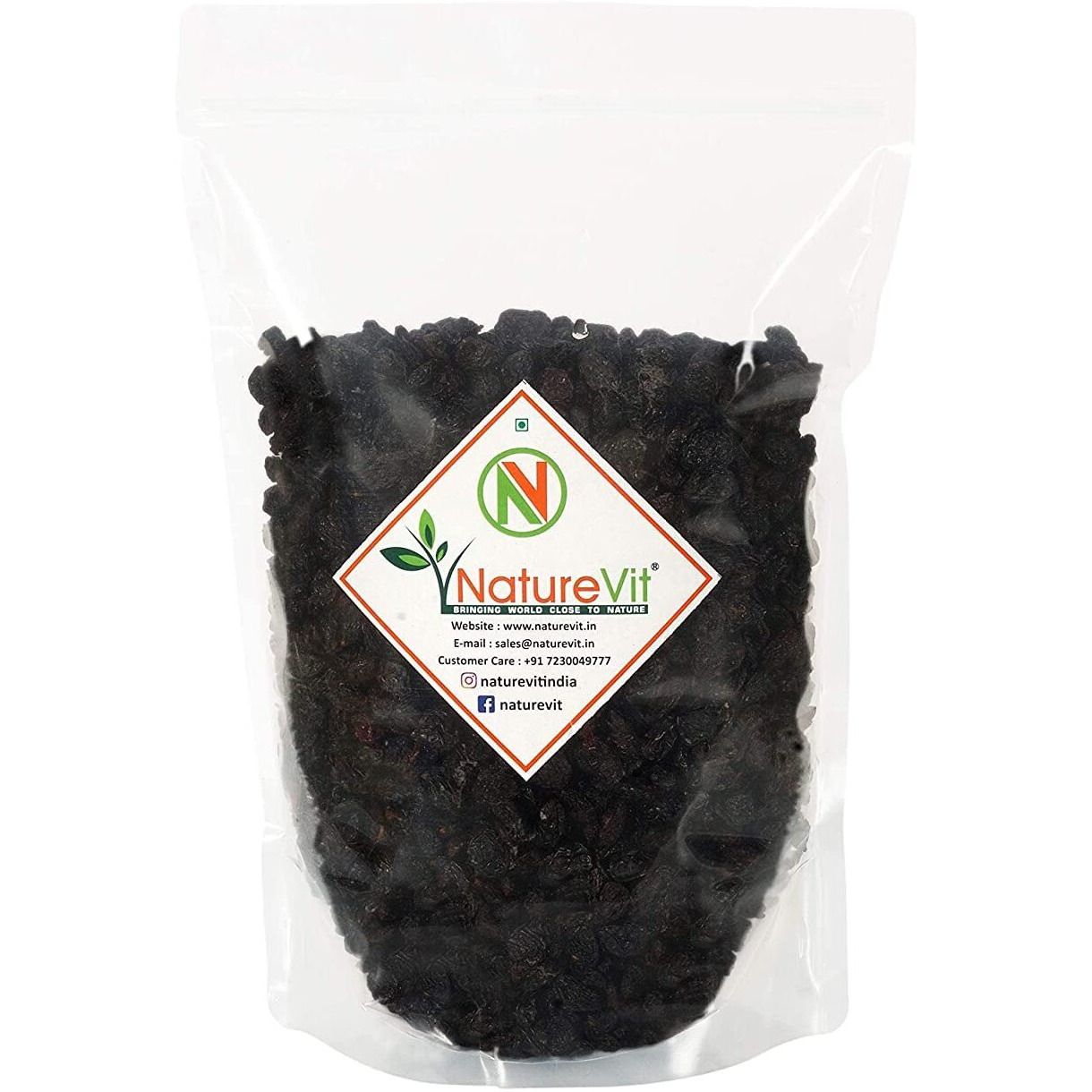 NatureVit Afghani Seedless Black Raisins, 400g [Kali Kishmish without Seeds]
