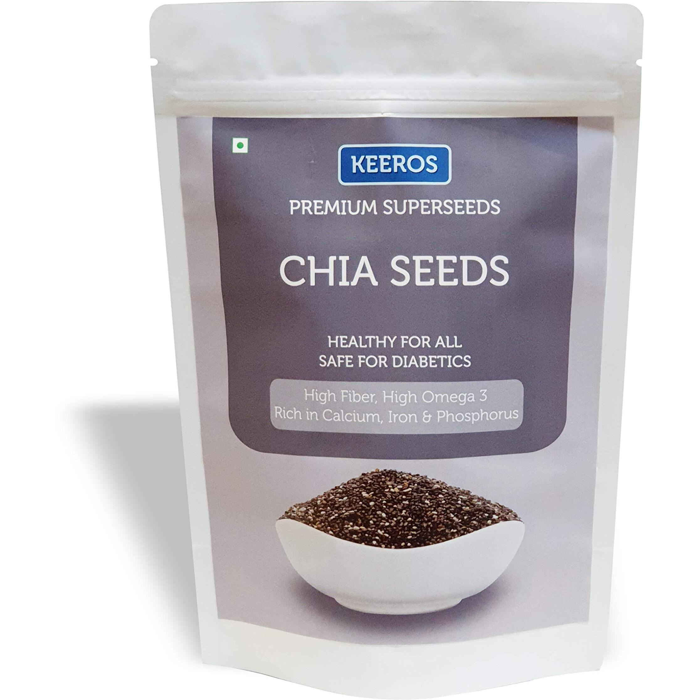 Keeros Premium Raw Chia Seeds (Black) for Weight Management  Gluten Free, High Antioxidants, Omega-3 & Protein Rich Super Seeds for eating | 400g