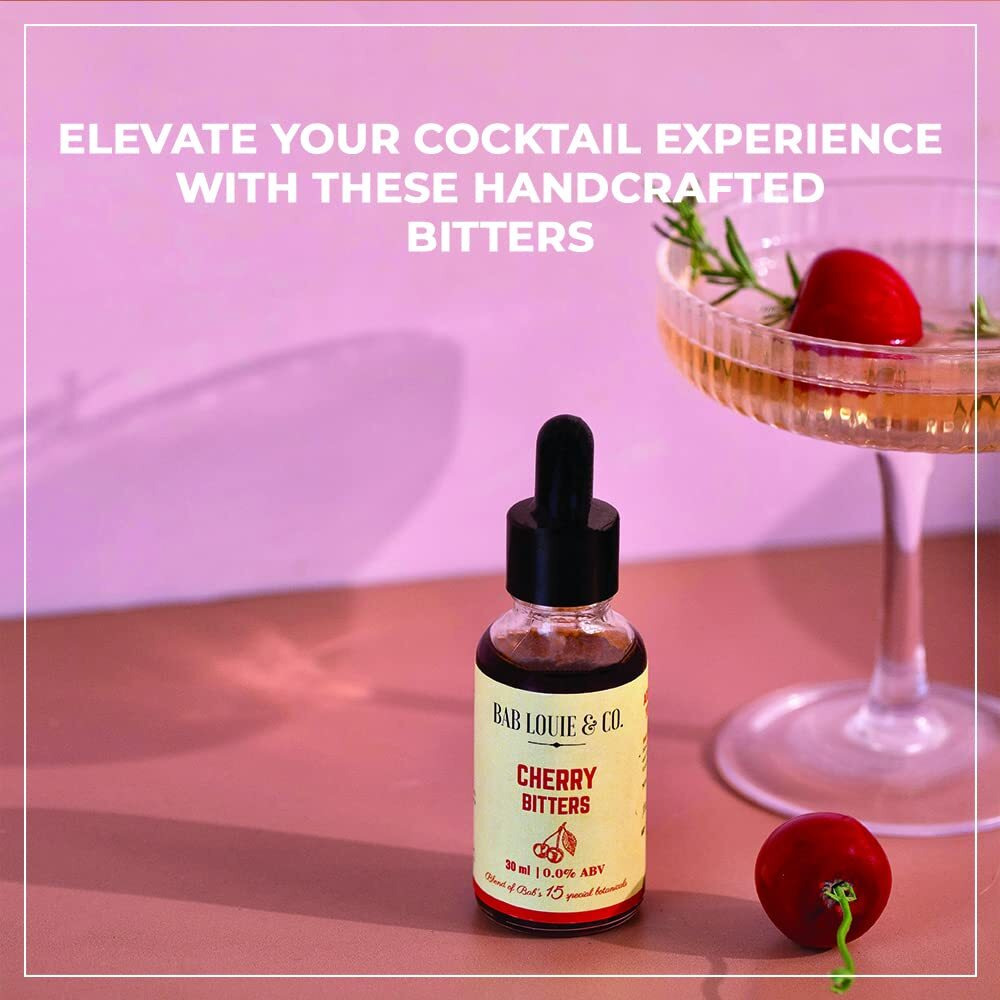 Bab Louie & Co. Cherry Bitter with Berry Mojito Cocktail Mixer for Vodka, Gin, Champagne, Makes 7 Drinks, Combo Pack of 2 (30 ML Bitter & 210 ML Mixer)