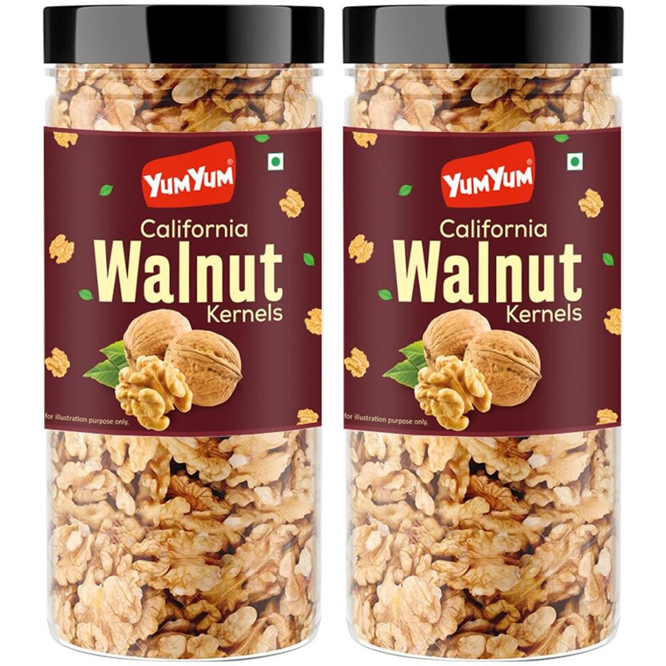 YUM YUM Premium Walnut Kernel 500g I Akhrot Giri| Dry fruit | Healthy snacks | Nuts | Ready to eat | Vegan |Pack Of 2-250g Each