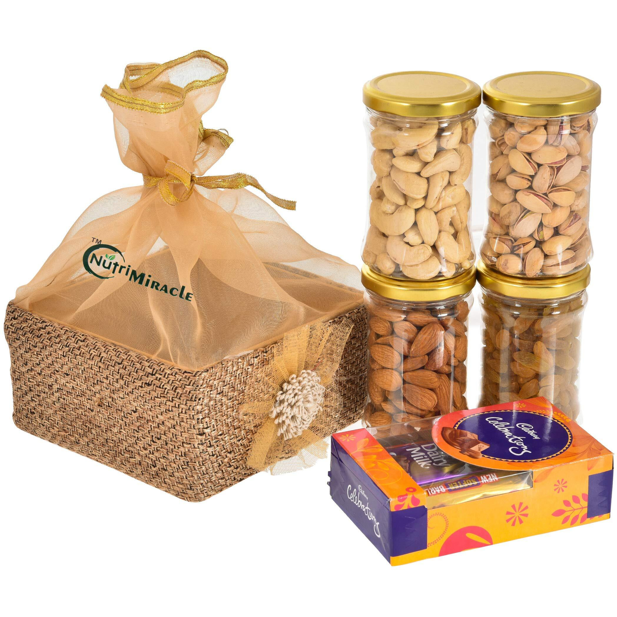 NUTRI MIRACLE Ganesh Chaturthi Gift Hamper | Chocolate & Dry Fruits Combo Pack  Perfect Celebration Return Gifts, Chocolate Gift Pack, & Dry Fruits Gift Box for Festive Joy