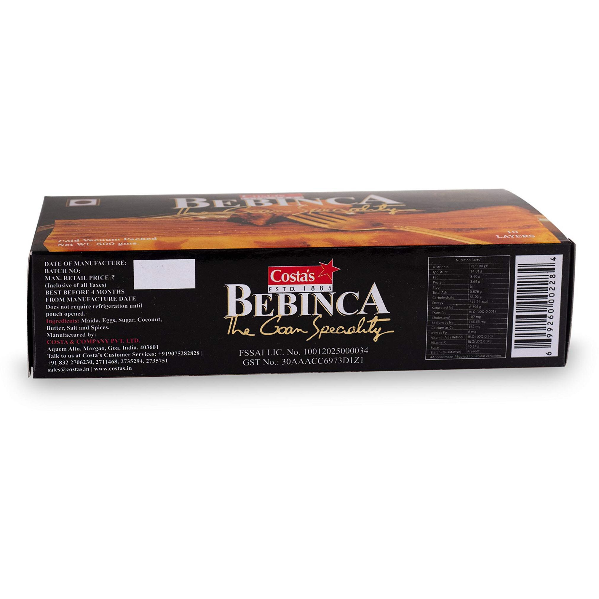 Costas Bebinca 500grams(Pack of 2) Traditional Goan Delicacy