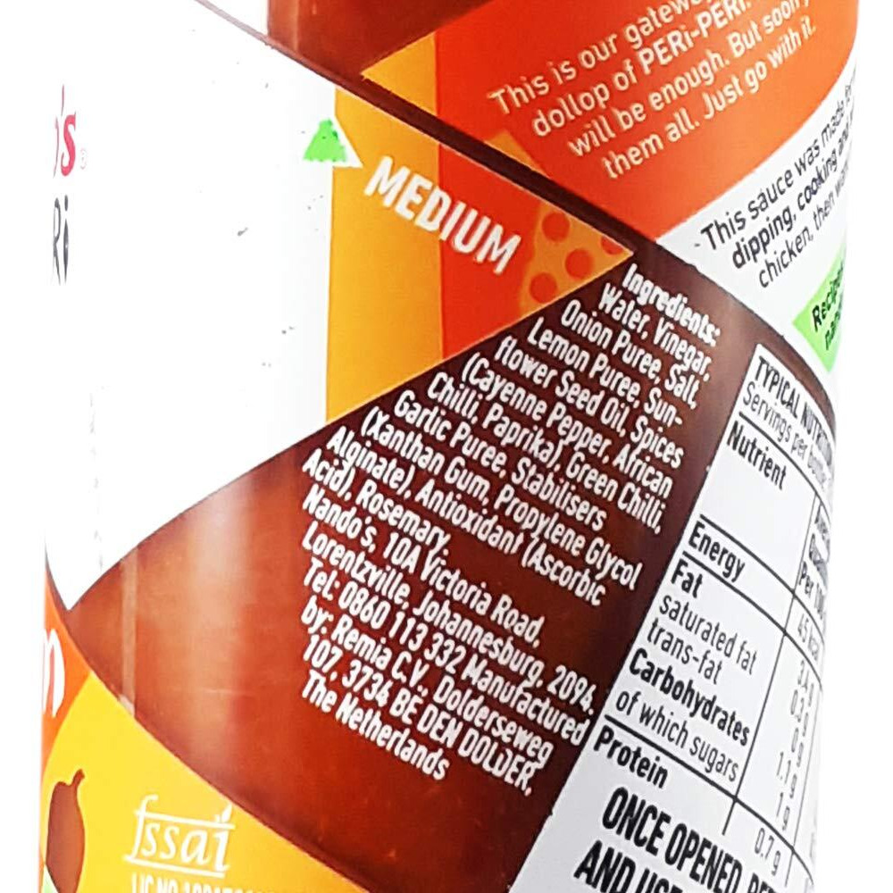 Nandos Peri Peri Chilli Sauce - Medium, 250Gram, Product Of Netherlands