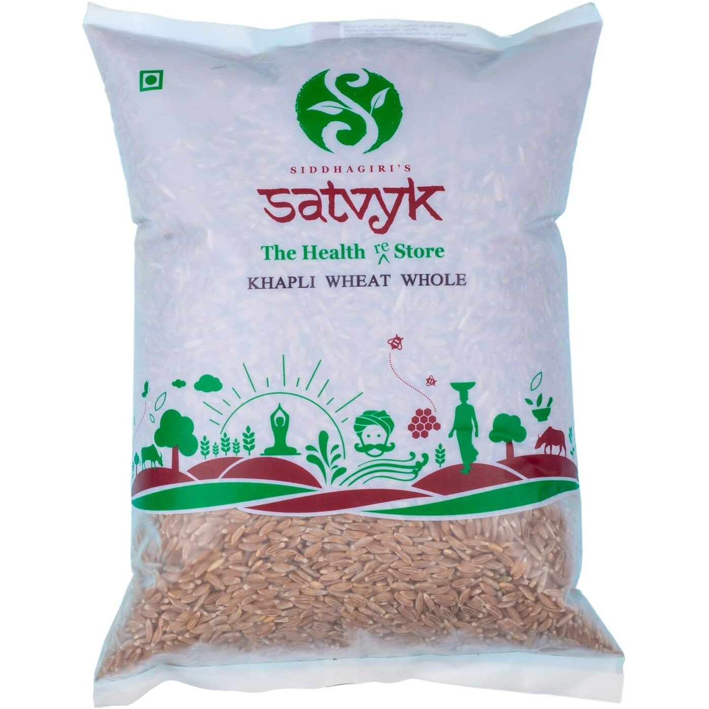 S Siddhagiris SATVYK THE HEALTH re STORE Organic Khapli Wheat (Set of 5-5kg) - Unpolished Khapli Genhu| Fiber Rich Whole Wheat Grain| Emmer Wheat Whole