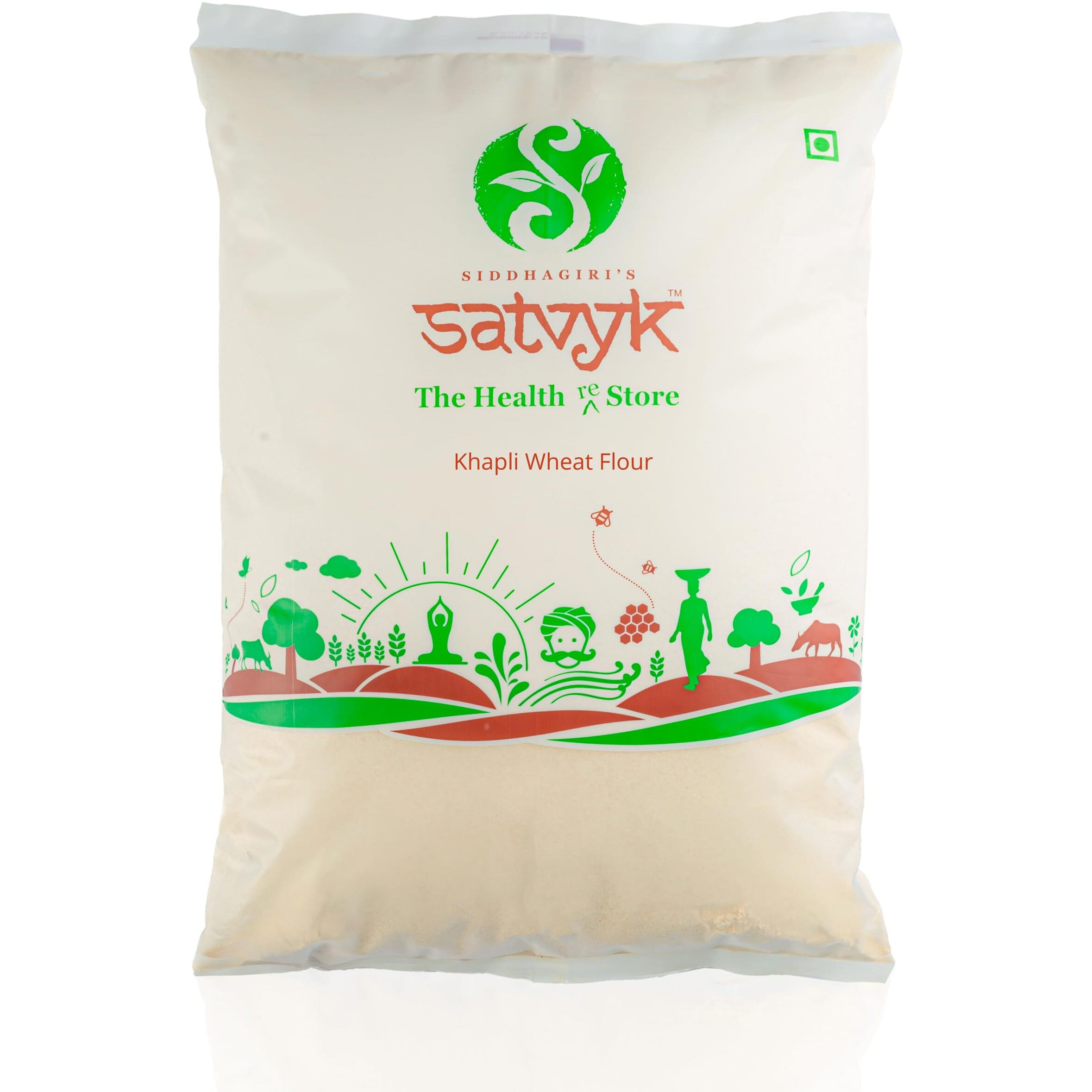 S Siddhagiris SATVYK THE HEALTH re STORE Organic Khapli Wheat Flour (Set of 2-2kg) - Stoneground Khapli Atta | Easy to Digest Emmer Wheat Flour | Fiber Rich Whole Wheat Flour | Fresh Khapli Atta