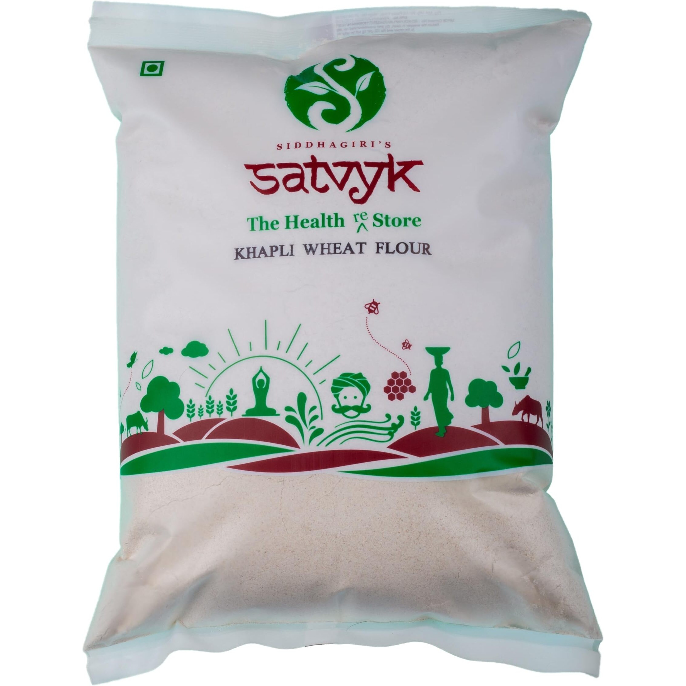 S Siddhagiris SATVYK THE HEALTH re STORE Organic Khapli Wheat Flour (5kg) - Stoneground Khapli Atta | Easy to Digest Emmer Wheat Flour | Fiber Rich Whole Wheat Flour | Fresh Khapli Atta