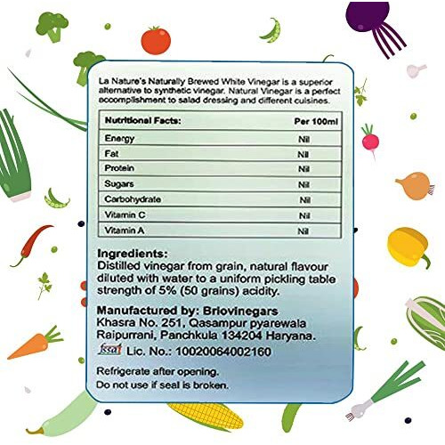La Natures We Care Your Health Distilled White Vinegar 500 Ml Versatile Cooking Aid Natural Cleaner Best For Salad Dressing And Cooking Helps In Digestion Boost Immunity With 5% Acidity 500 Ml