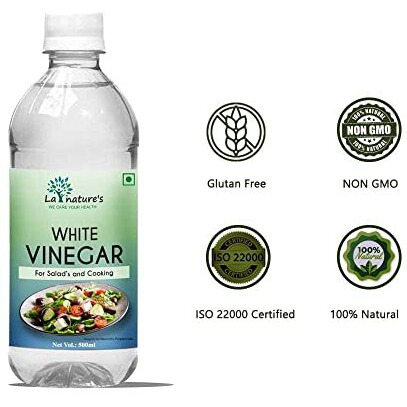 La Natures We Care Your Health Distilled White Vinegar 500 Ml Versatile Cooking Aid Natural Cleaner Best For Salad Dressing And Cooking Helps In Digestion Boost Immunity With 5% Acidity 500 Ml
