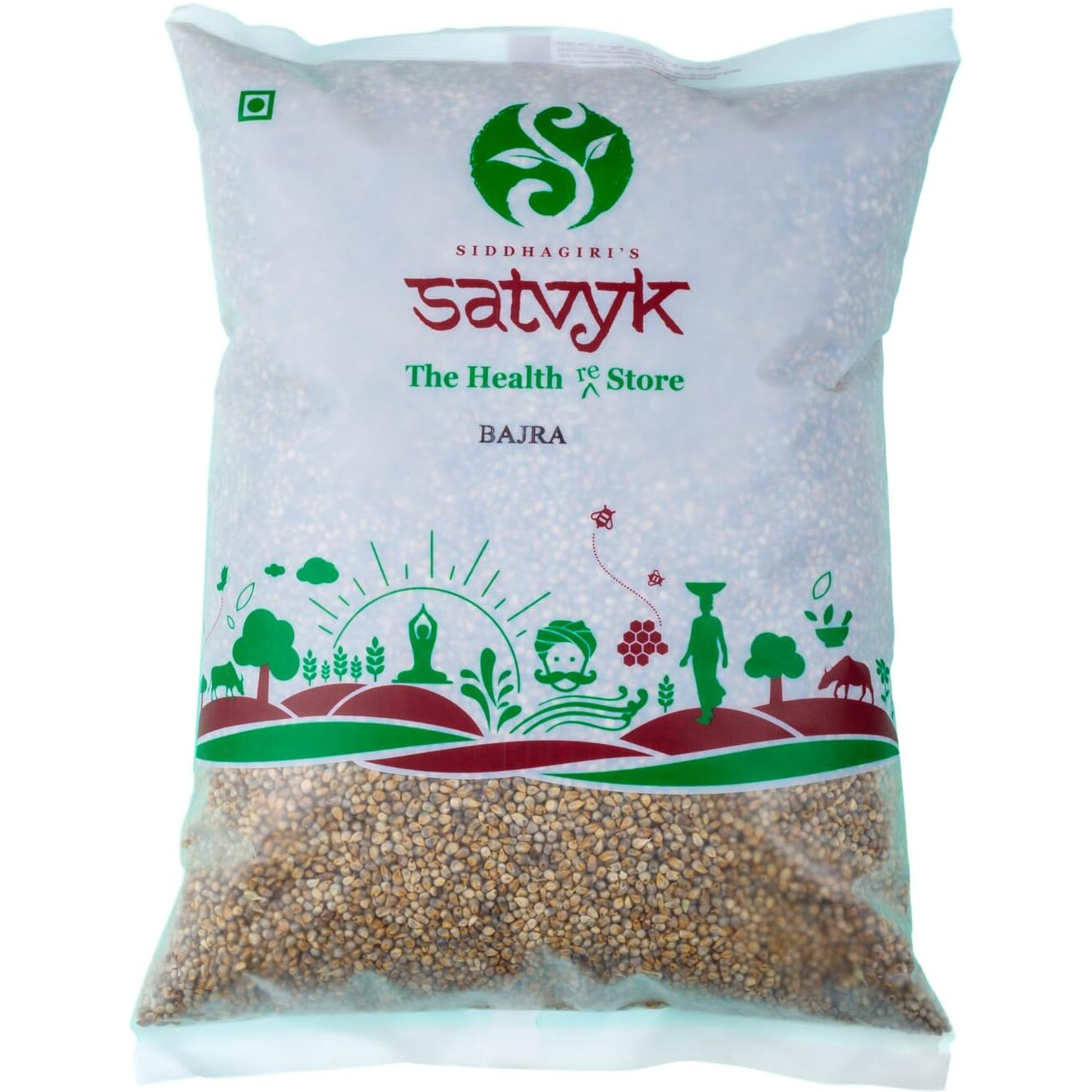 S Siddhagiris SATVYK THE HEALTH re STORE Organic Bajra (1kg) - Unpolished Pearl Millet | Desi Bajri | Gluten Free Bajra | High Plant Protein & Fiber Rich Desi Bajra Grain