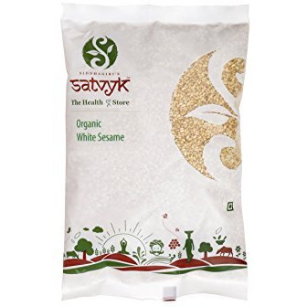 S Siddhagiris SATVYK THE HEALTH re STORE Organic Whole White Sesame (500gm) - Organic White Til | Non - GMO | Antioxidant rich | Raw White Sesame Seeds | Clean White Til